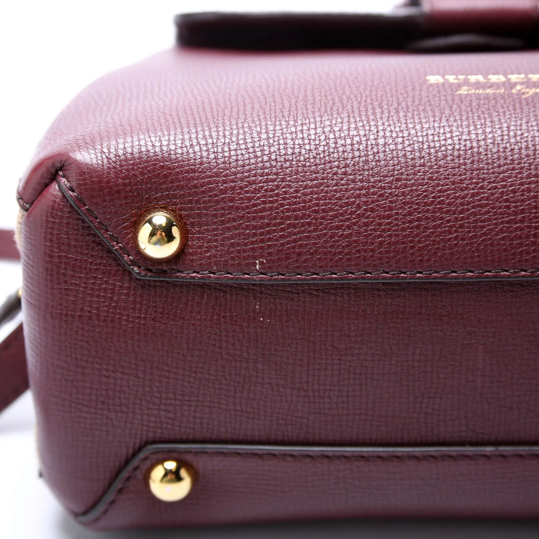 4061171 Camberley House Check/Leather Top Handle Burgundy - Image 5