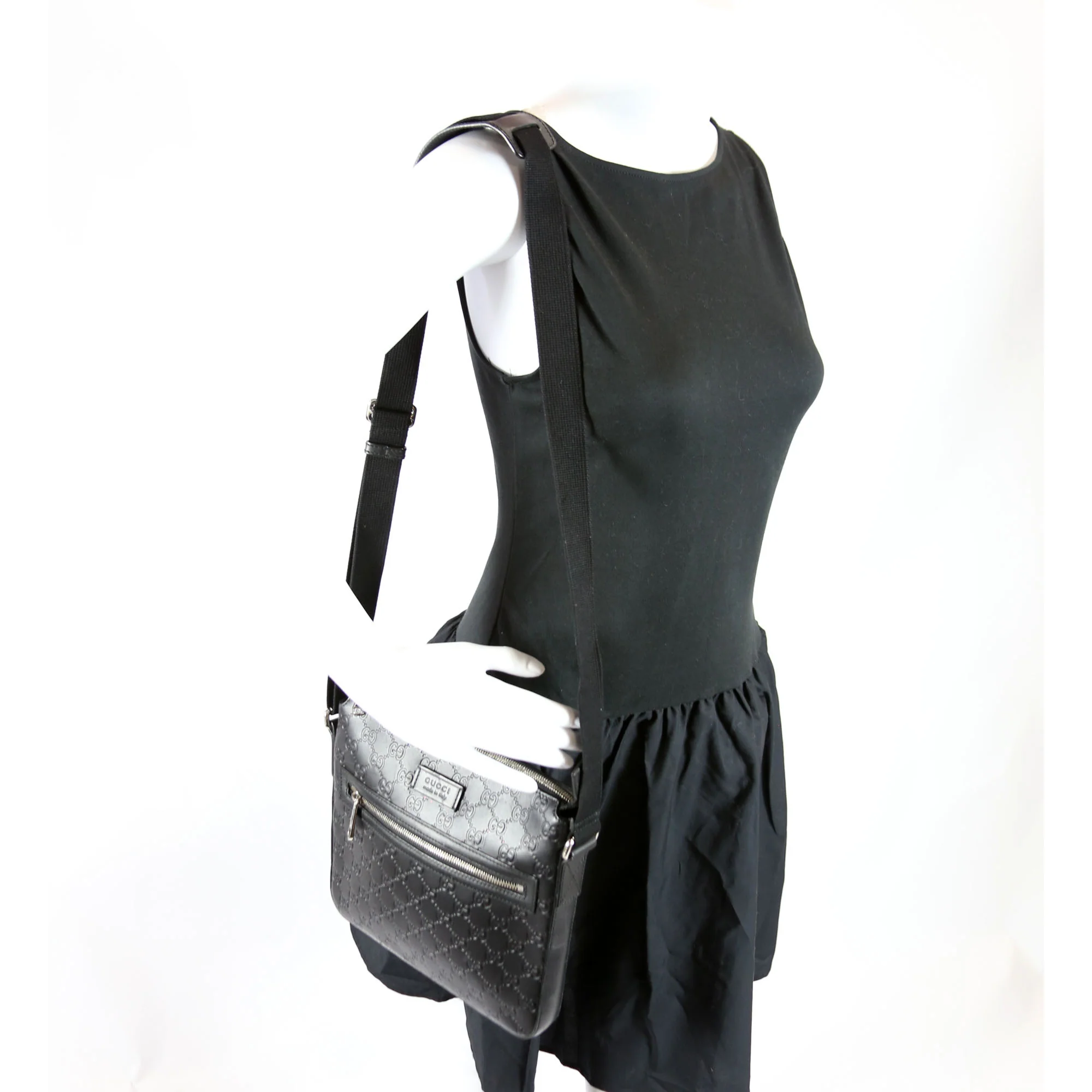 406410 Flat Messenger Small Guccissima Black - Image 12