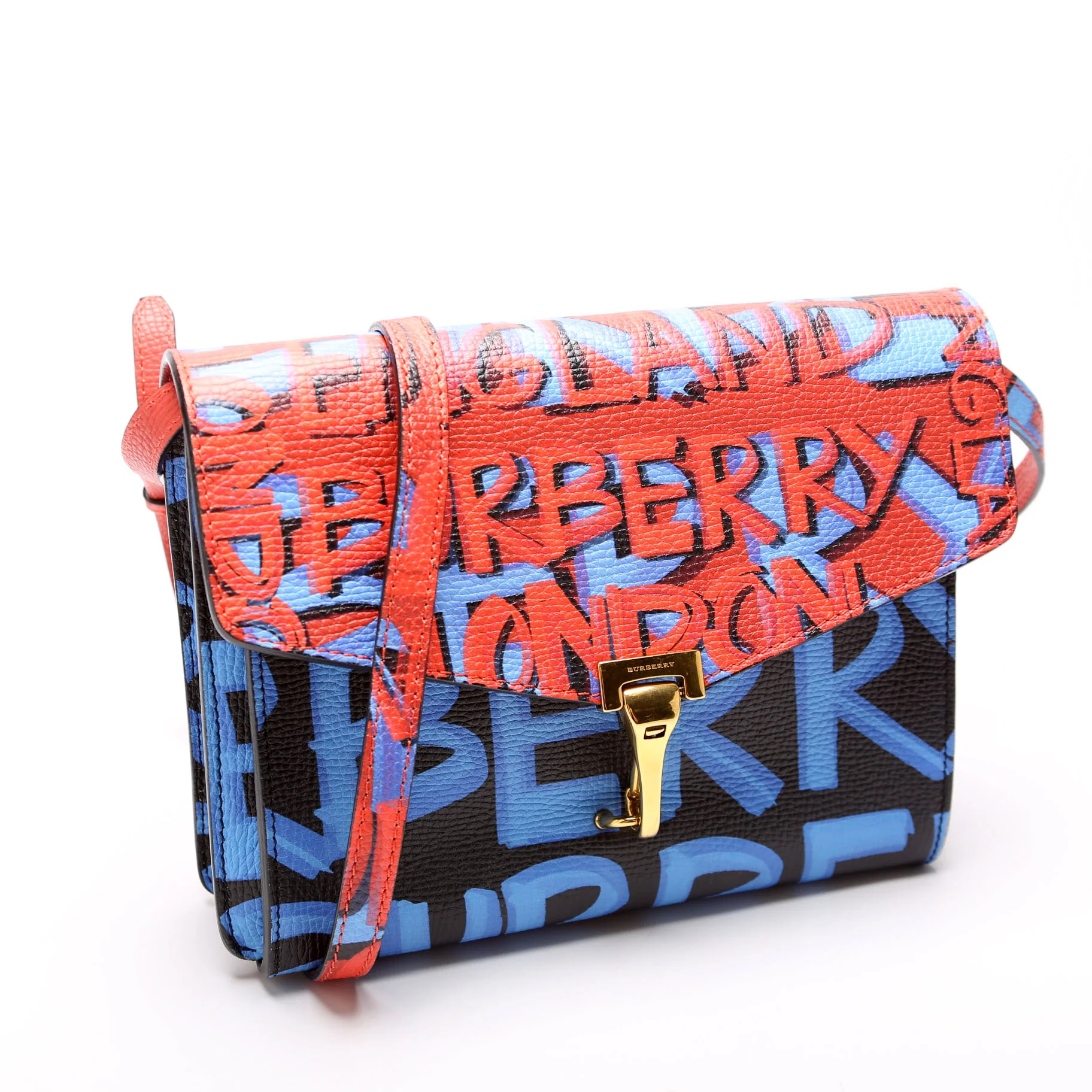 4072491 Graffiti Leather Macken Crossbody Red/Blue - Image 2