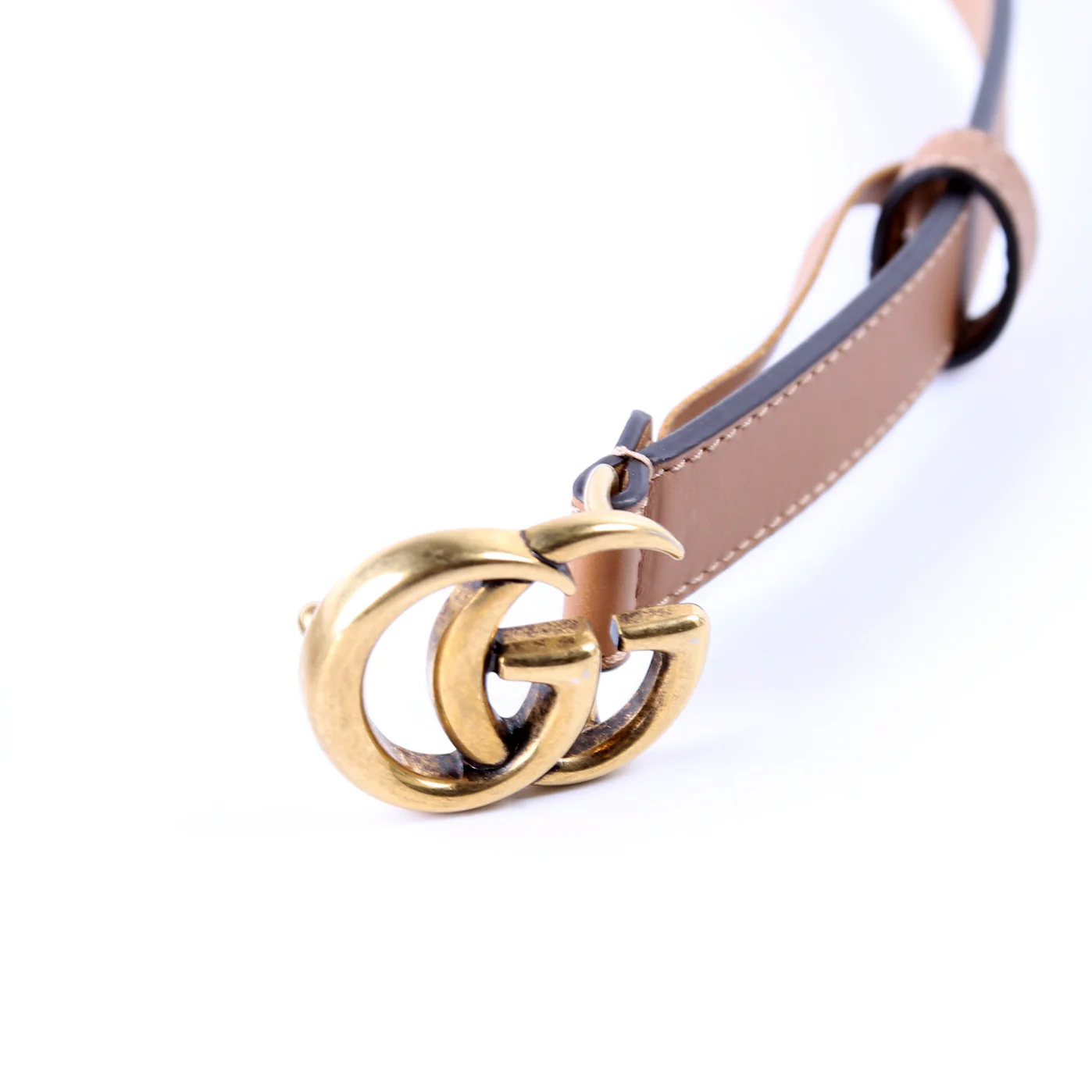 409417 GG Marmont Thin Belt Size 80/32 Tan - Image 6