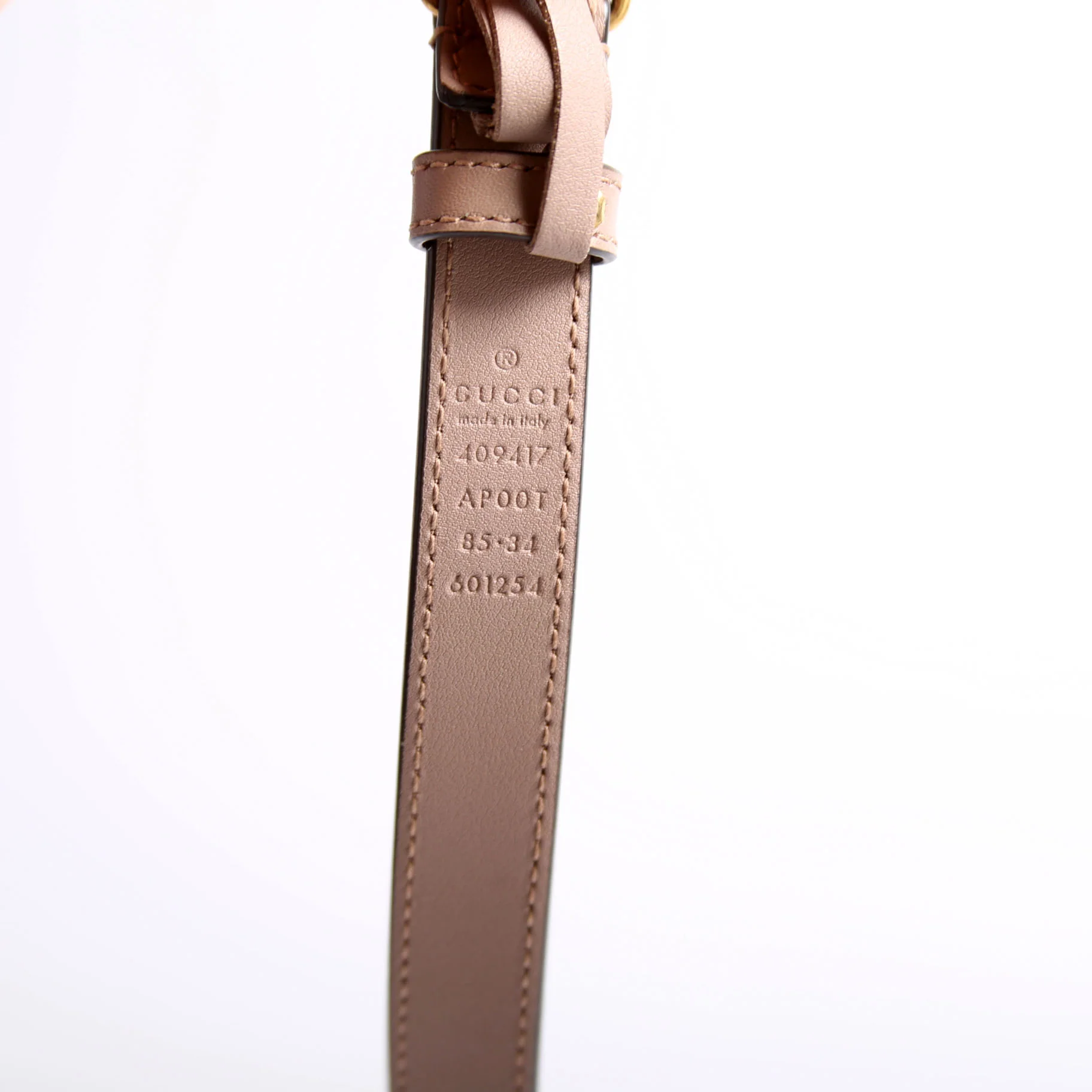 409417 GG Marmont Thin Belt Size 85/34 Taupe - Image 5