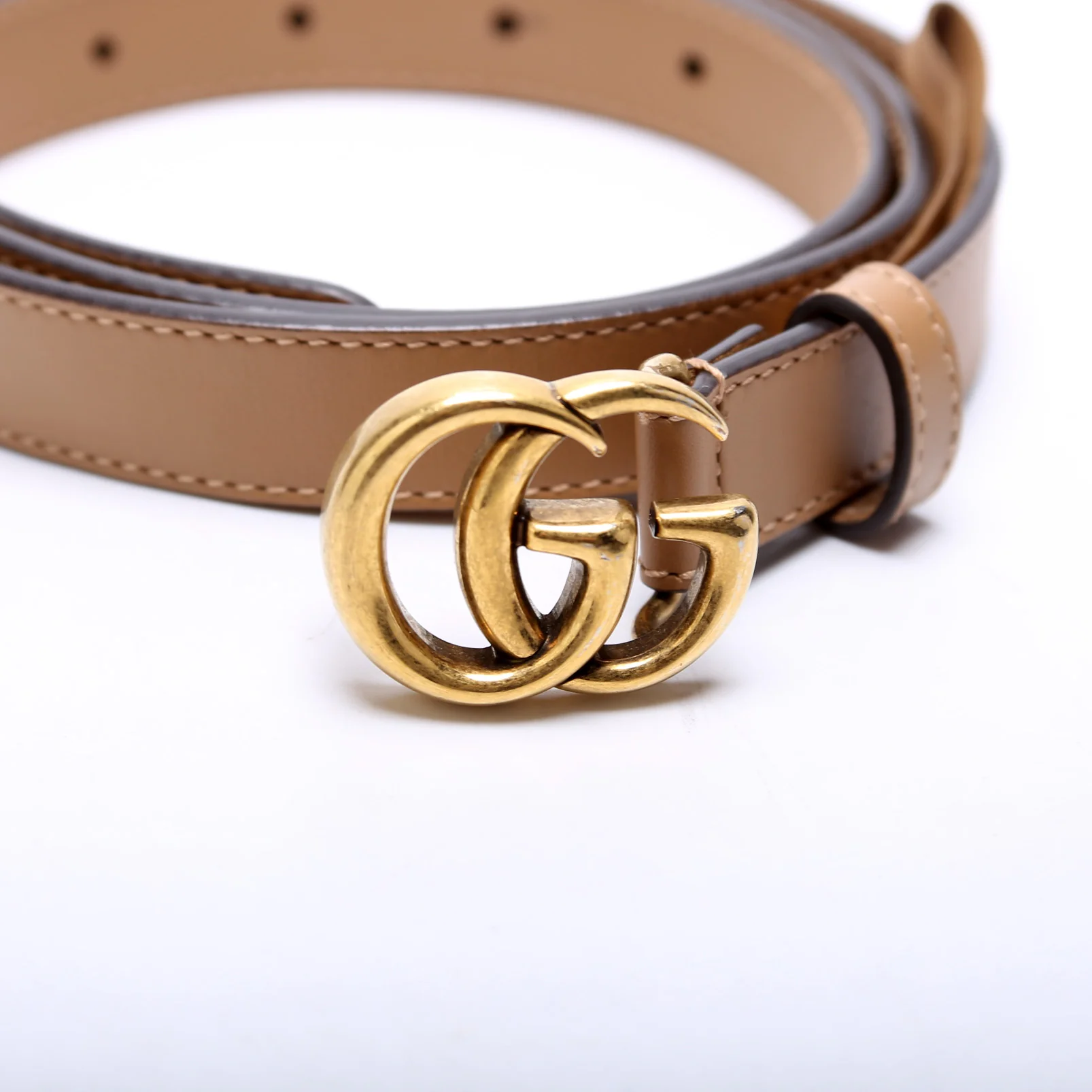 409417 GG Marmont Thin Belt Size 90/36 Tan - Image 5