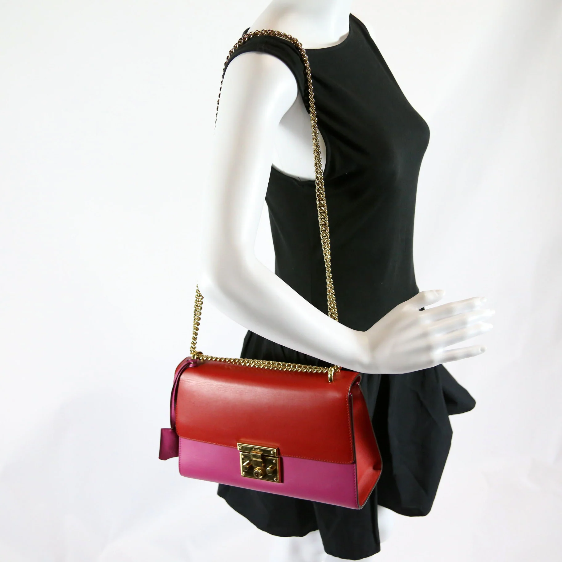 409486 Padlock Calfskin Shoulder Medium Pink/Red - Image 9
