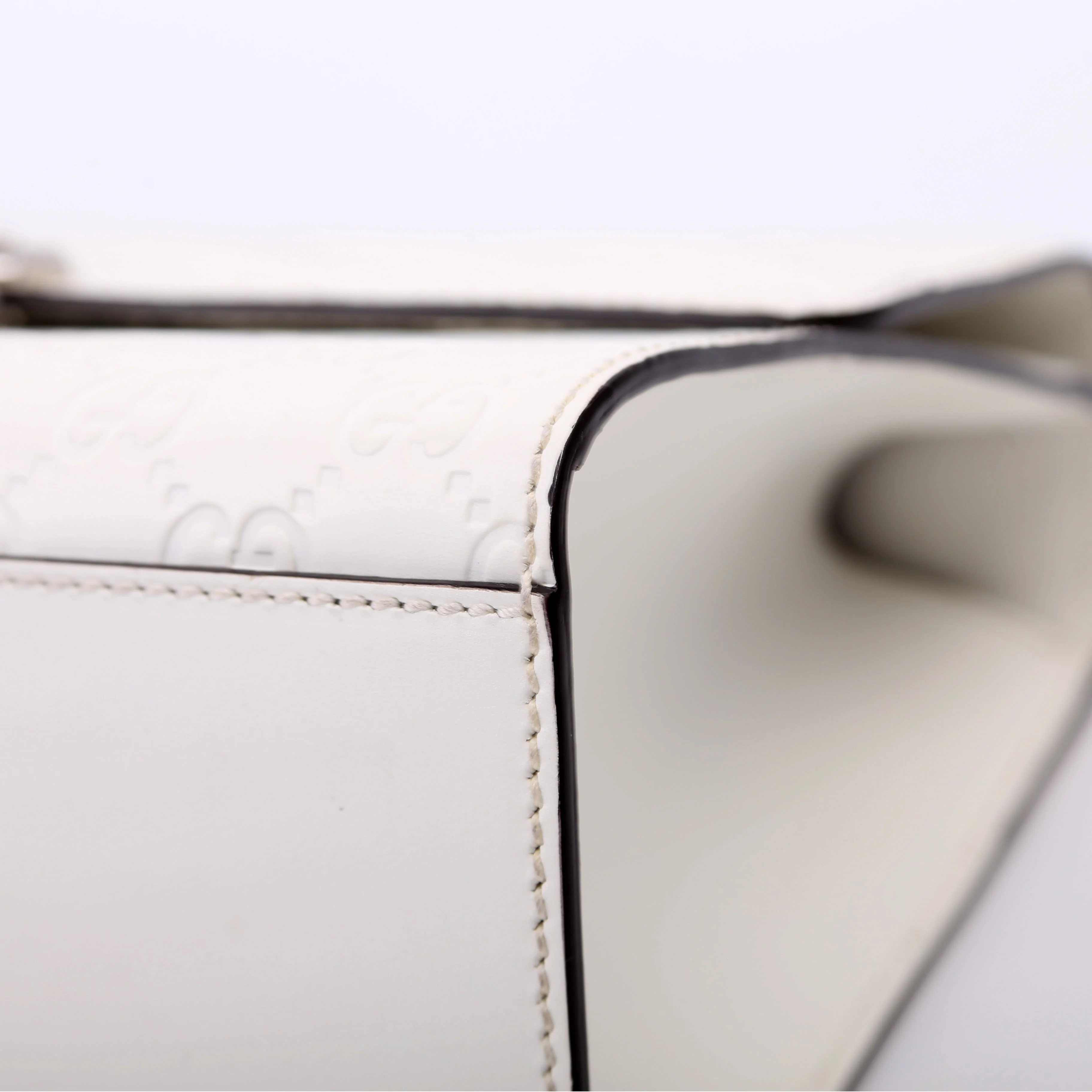 409486 Padlock GG Leather Shoulder Medium White - Image 6
