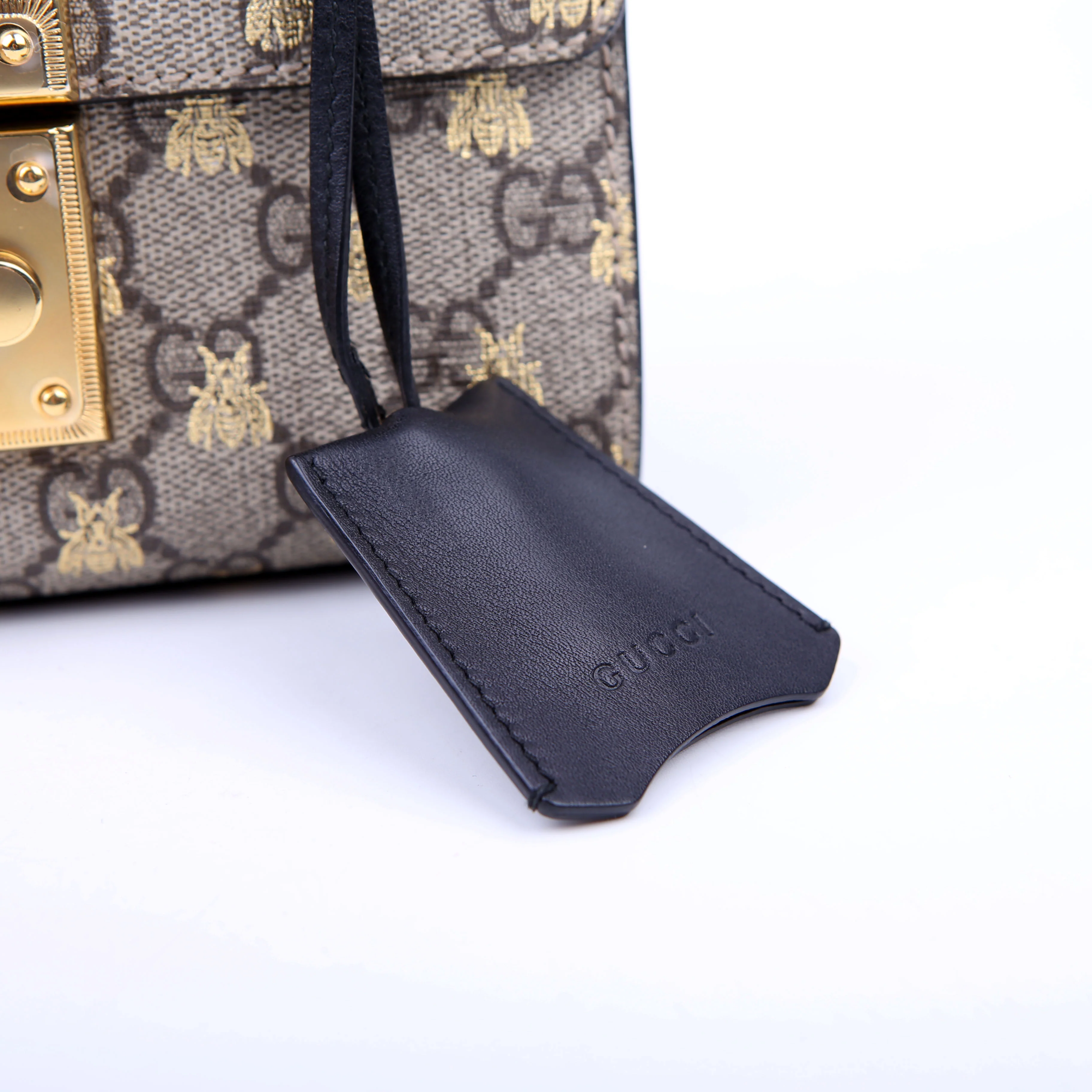 409487 Padlock GG Supreme Bee Small Tan/Black - Image 11