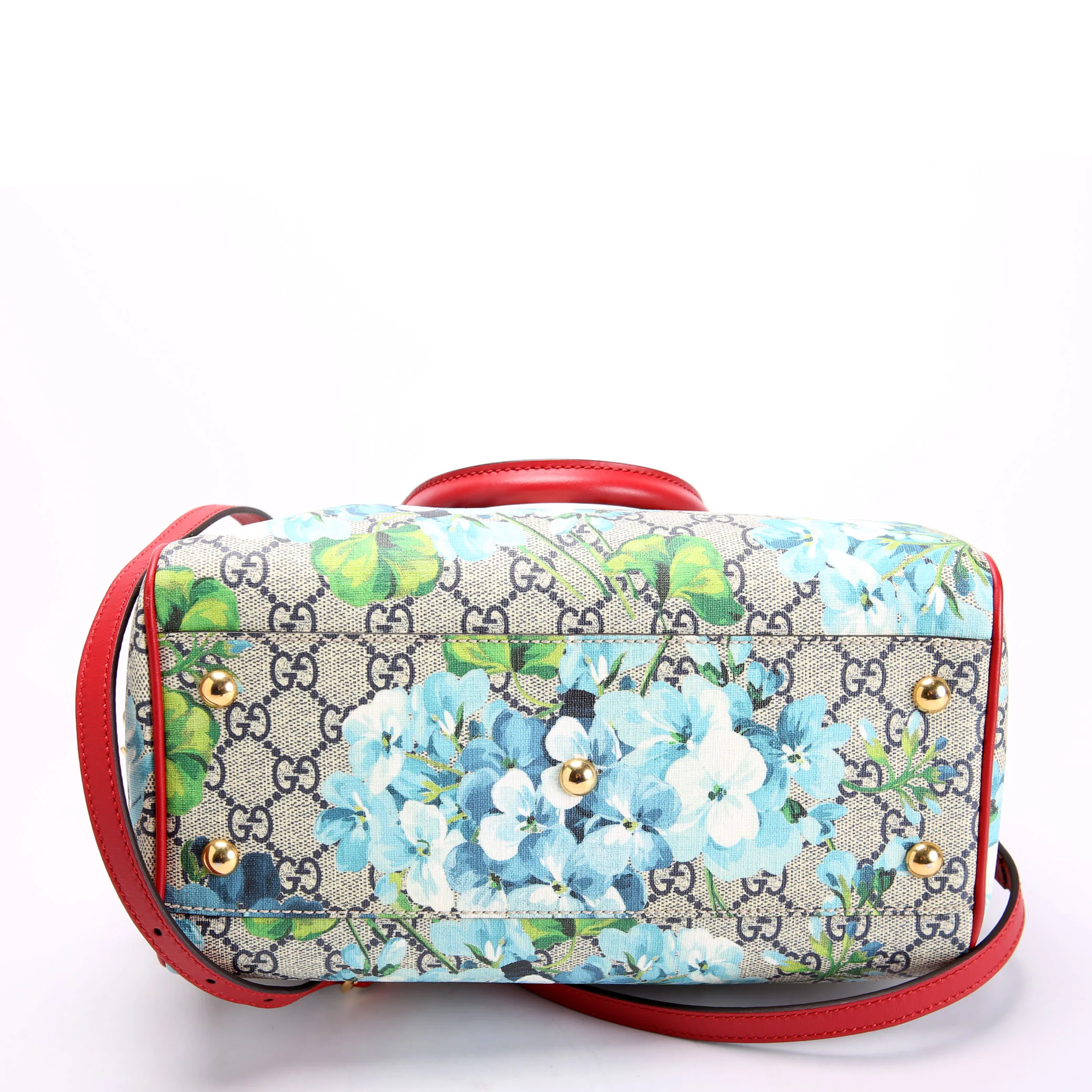 409529 GG Supreme Blooms Boston Bag Small Red/Blue - Image 4