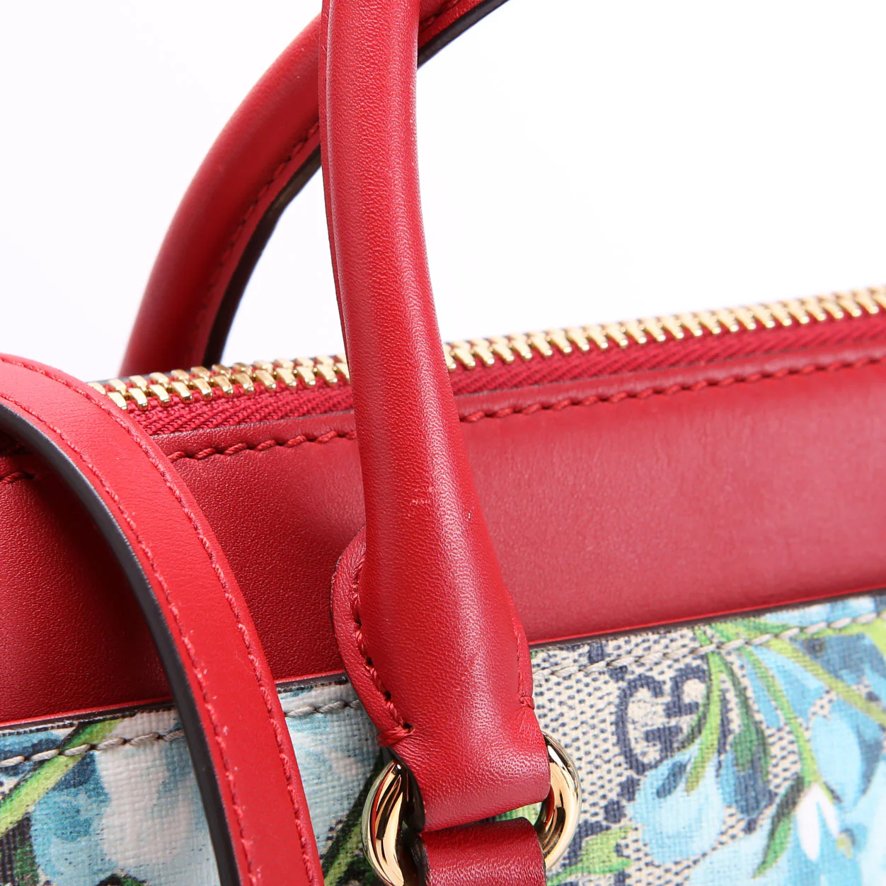 409534 GG Blooms Small Zip Tote Red/Blue - Image 9