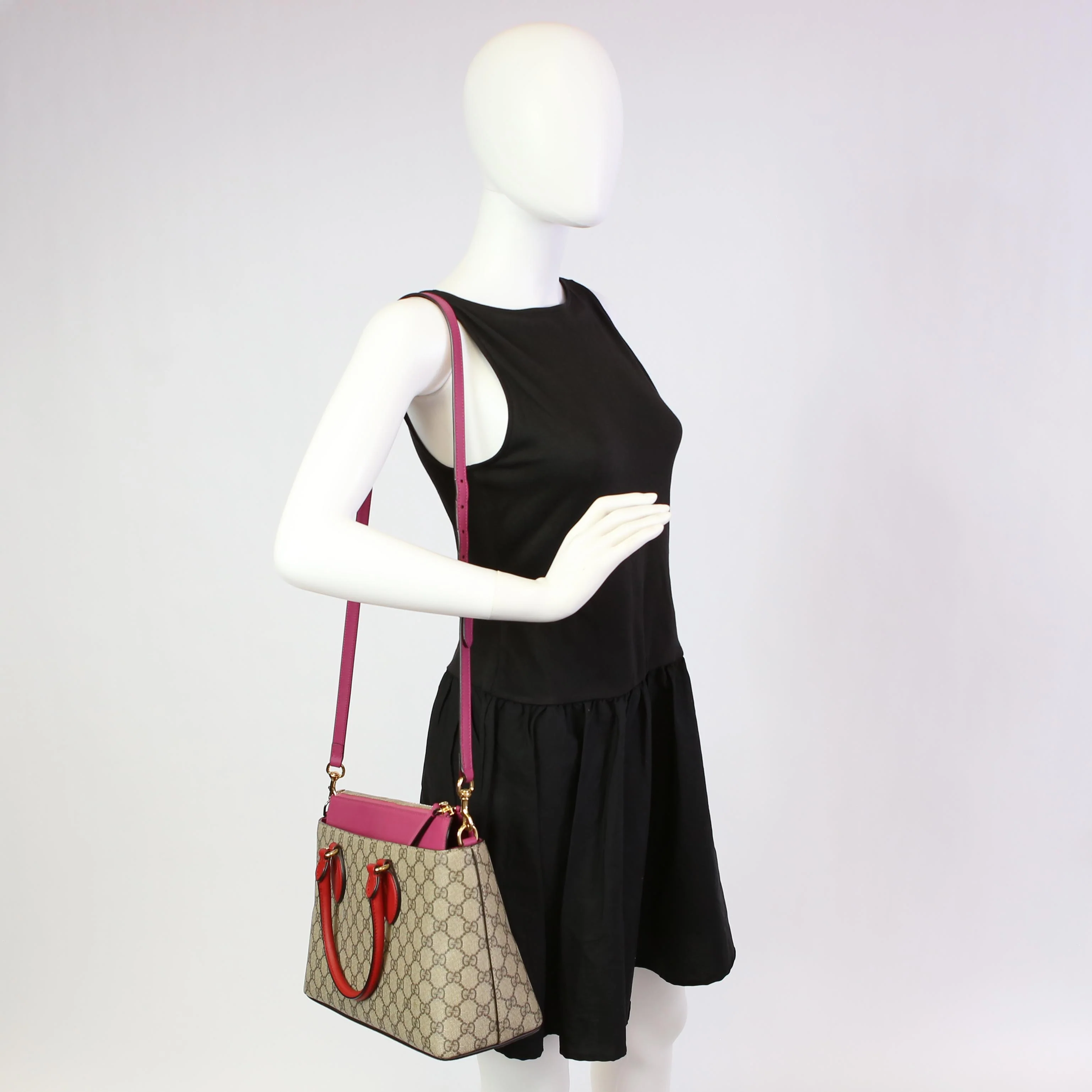 409534 GG Supreme Small Zip Tote Pink/Red - Image 11