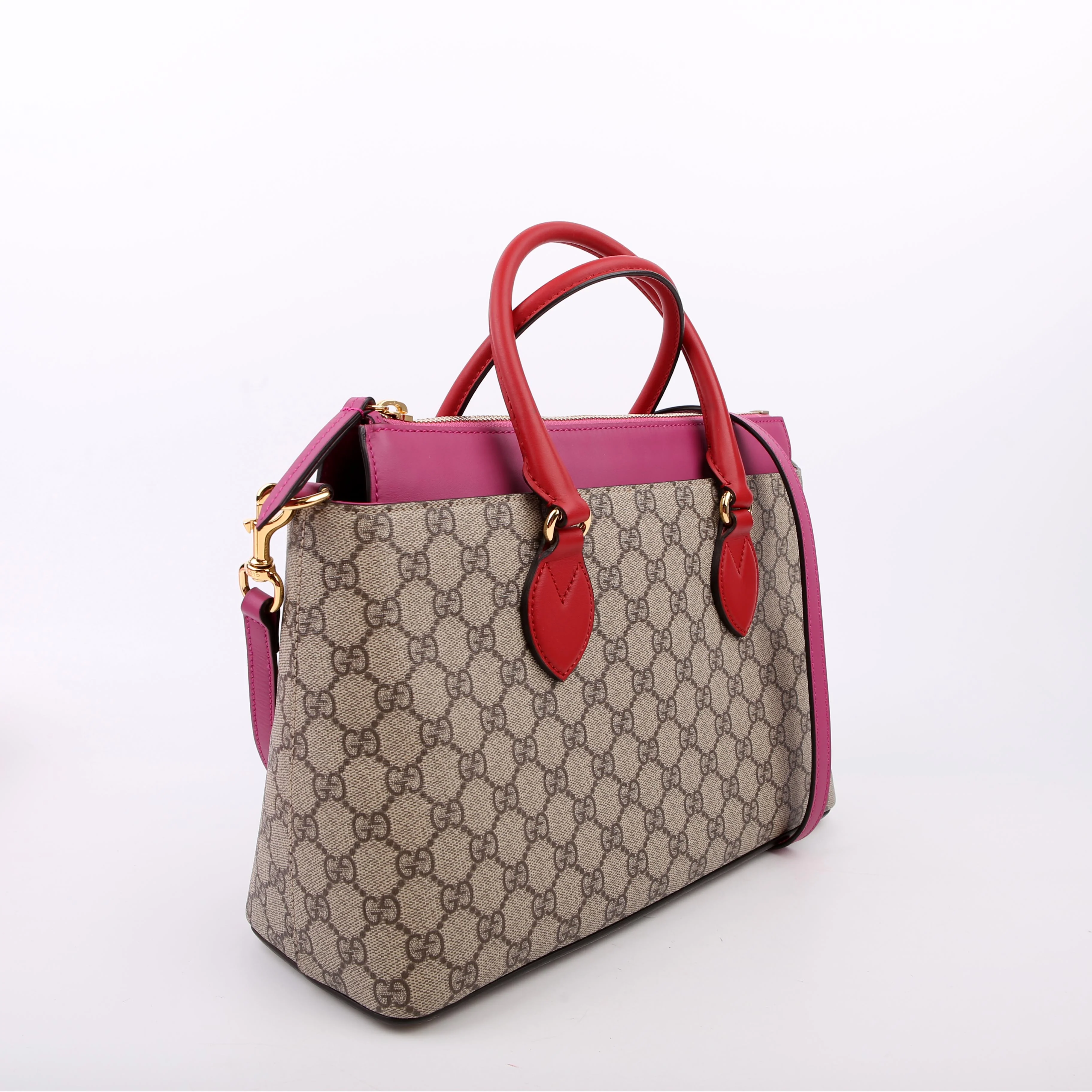409534 GG Supreme Small Zip Tote Pink/Red - Image 2