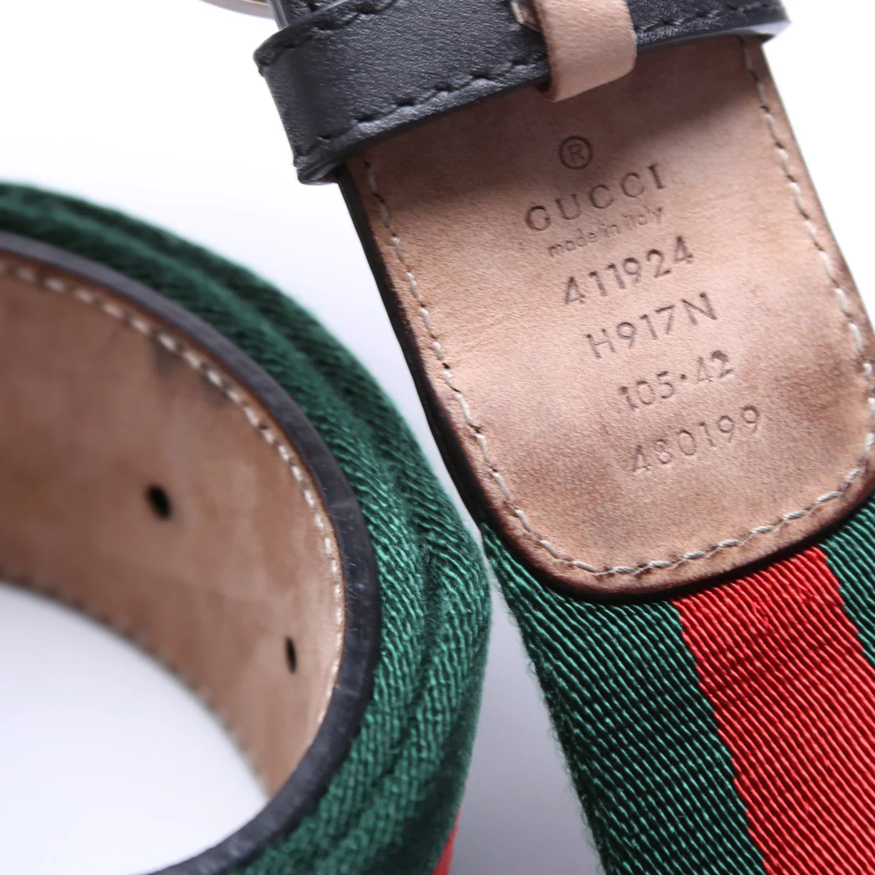 411924 GG Web Belt Size 105/42 Green/Red - Image 6