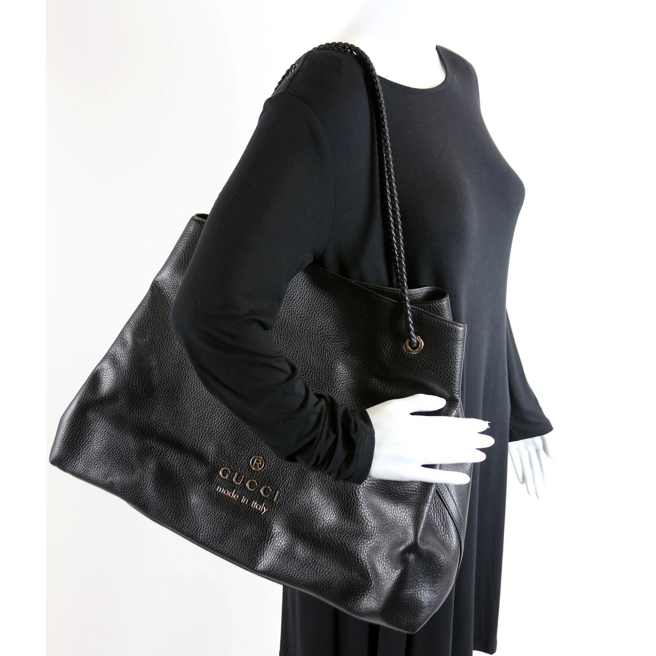 419690 Gifford Braided Strap Tote Black - Image 11