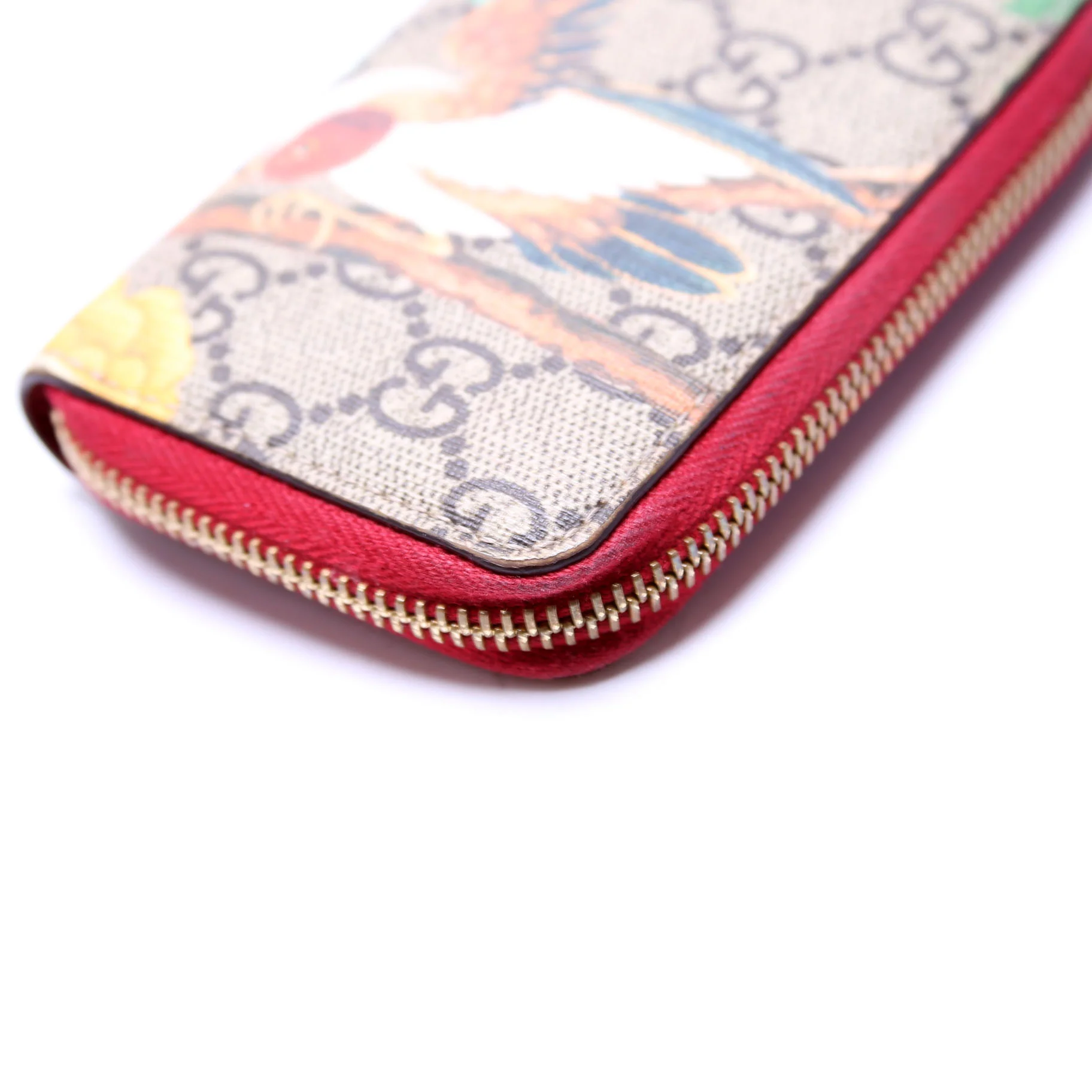424897 GG Supreme Tian Zip Around Card Case Beige/Red - Image 6