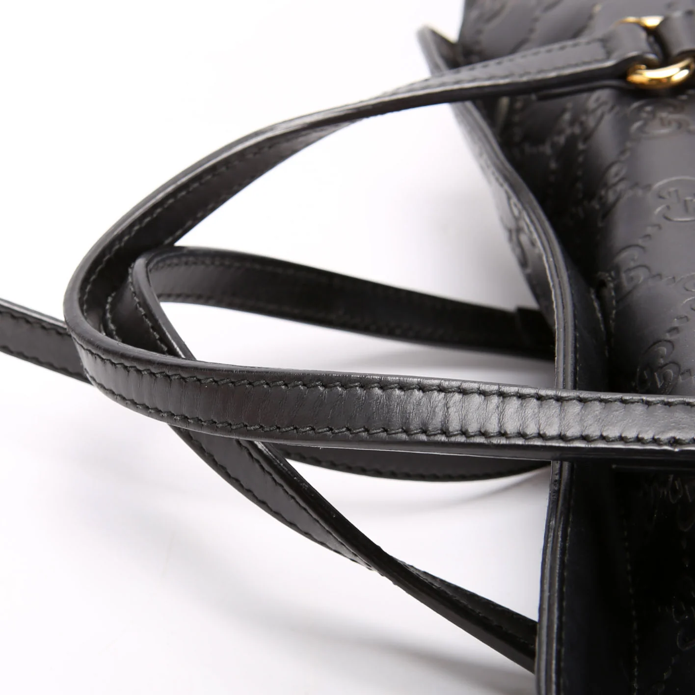 428226 Signature Leather Fold Over Tote Black - Image 8