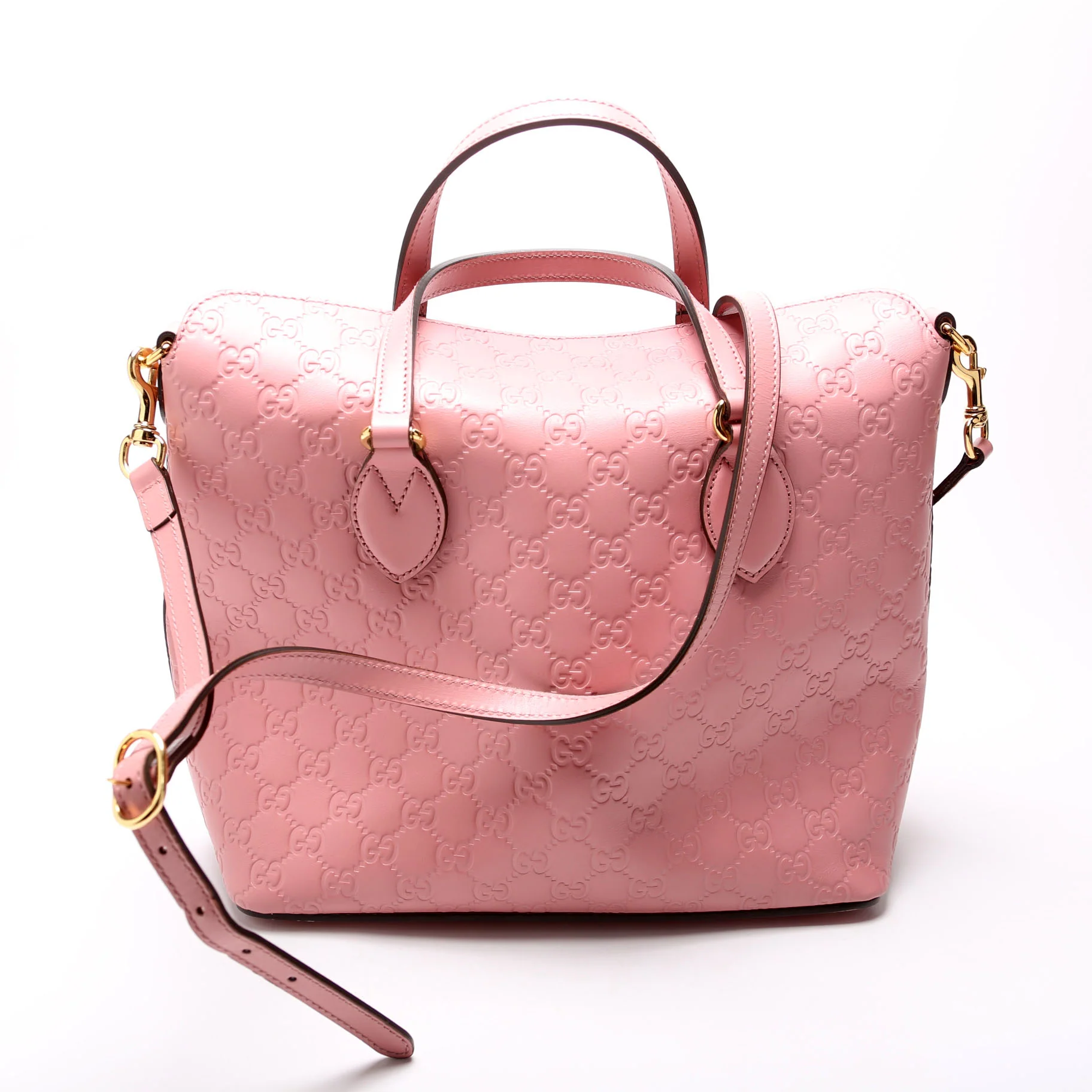 428226 Signature Leather Fold Over Tote Pink - Image 3