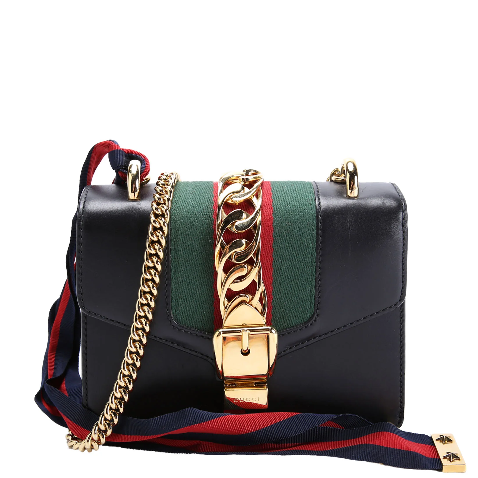 431666 Sylvie Mini Shoulder Bag Leather Black