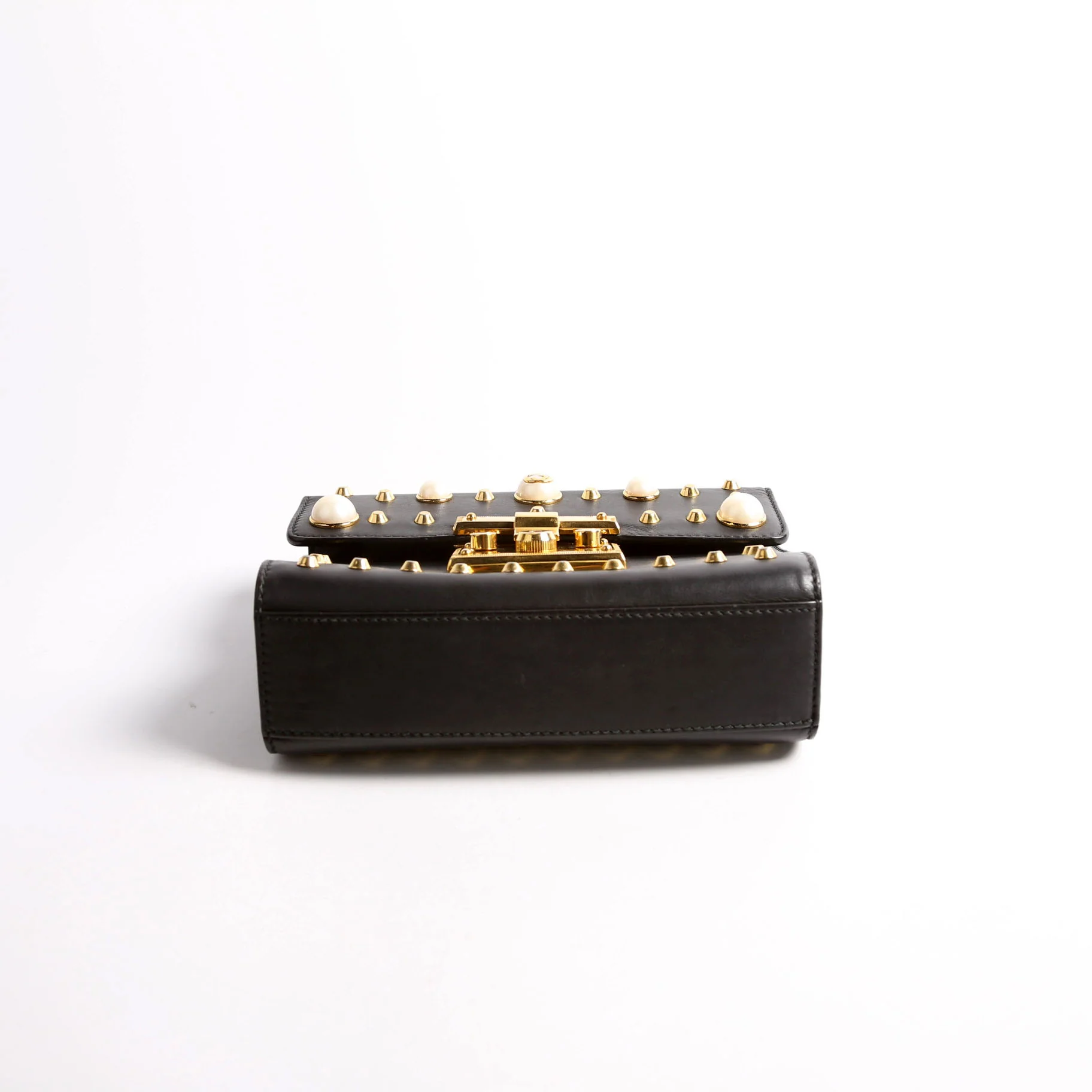 432182 Padlock Pearl Leather Small Black - Image 3