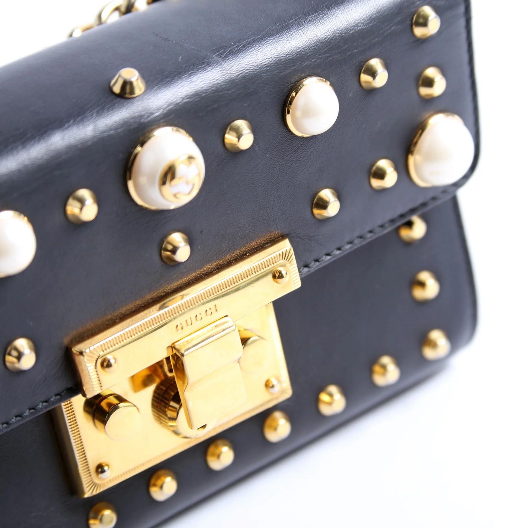 432182 Padlock Pearl Leather Small Black - Image 6