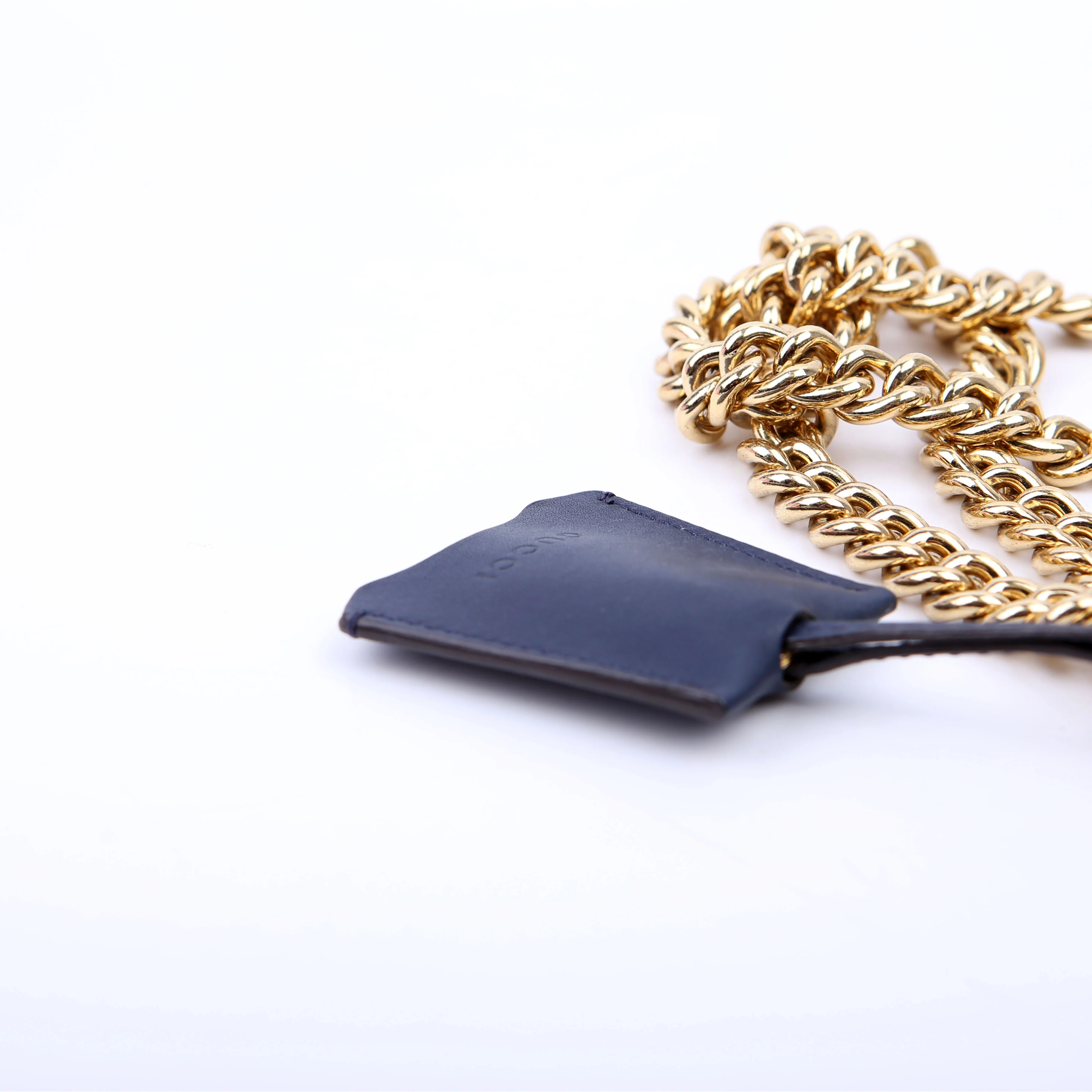 432182 Padlock Pearl Leather Small Navy - Image 8
