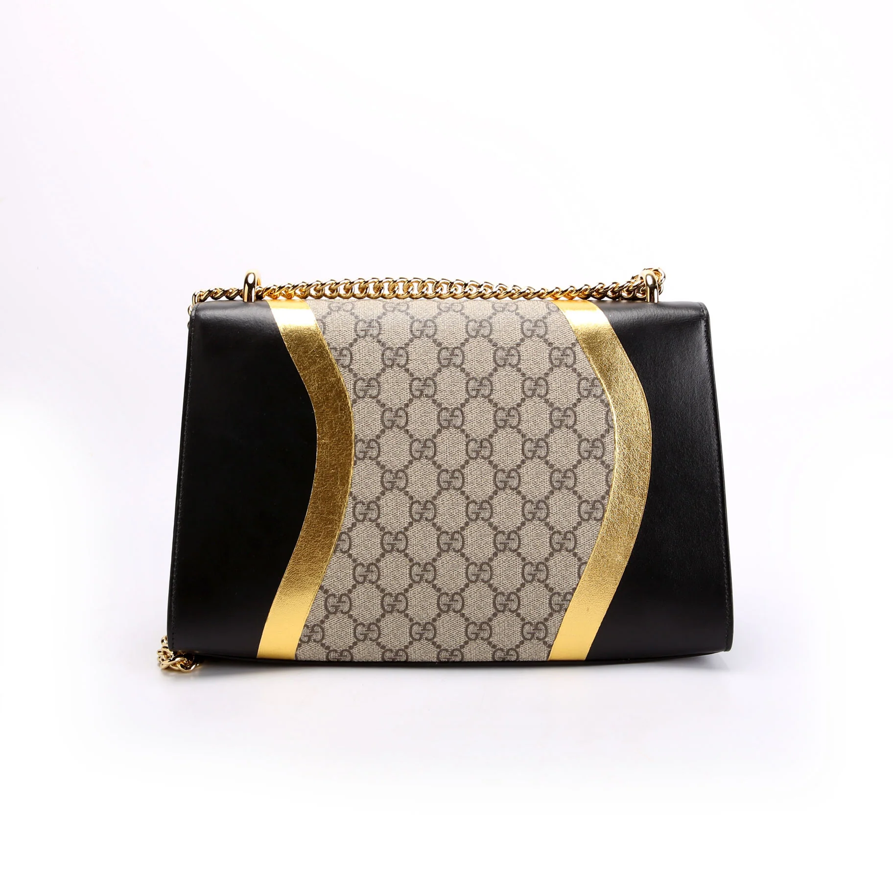 432679 GG Supreme Calfskin Padlock Medium Shoulder Bag Black/Gold - Image 3