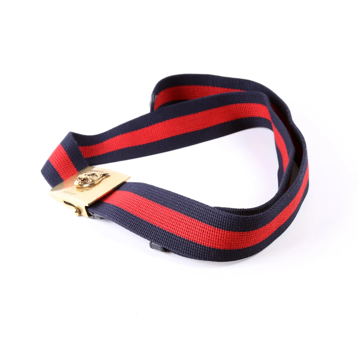 437498 Feline Buckle Web Canvas Belt Size 100/40 Red/Navy - Image 2