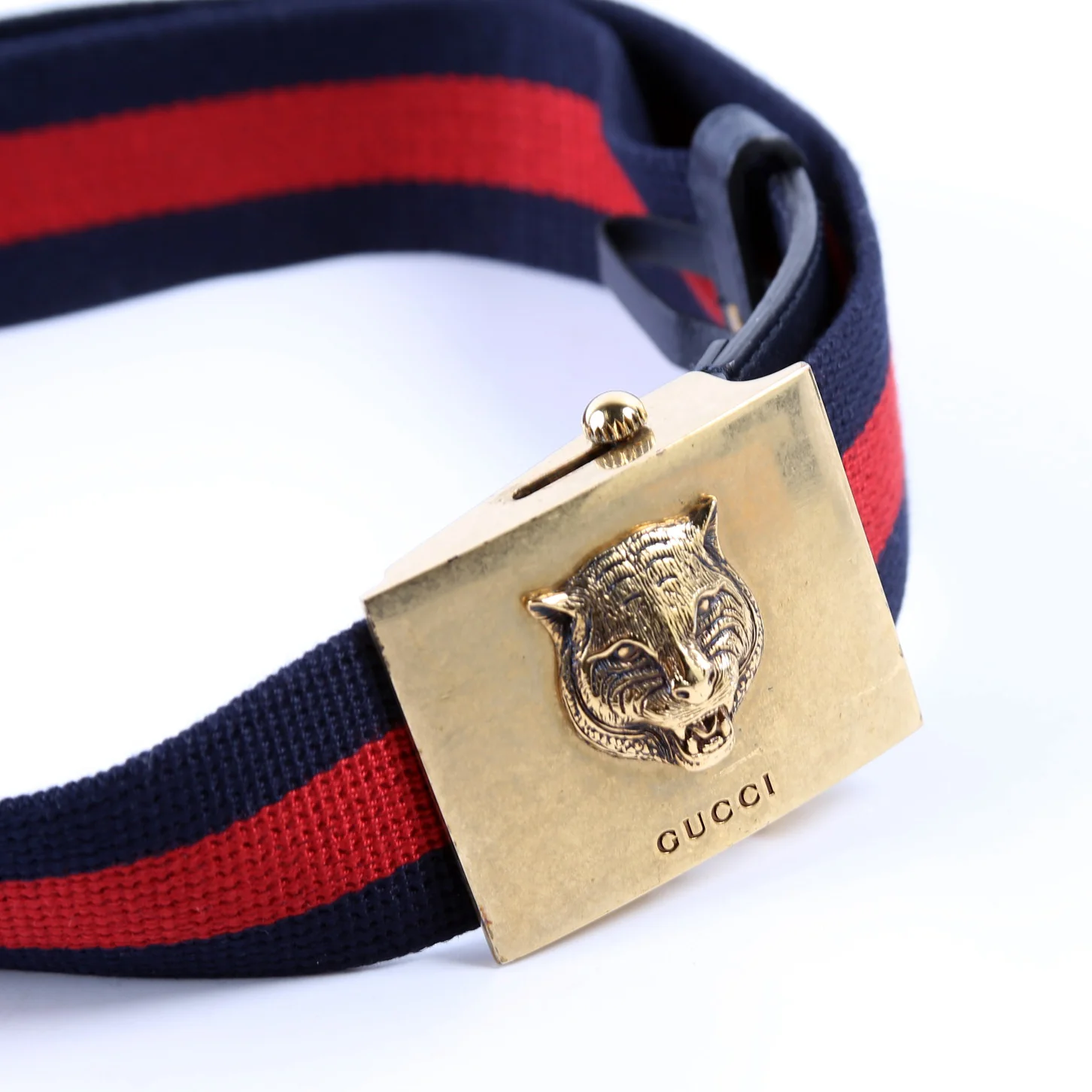 437498 Feline Buckle Web Canvas Belt Size 100/40 Red/Navy - Image 5