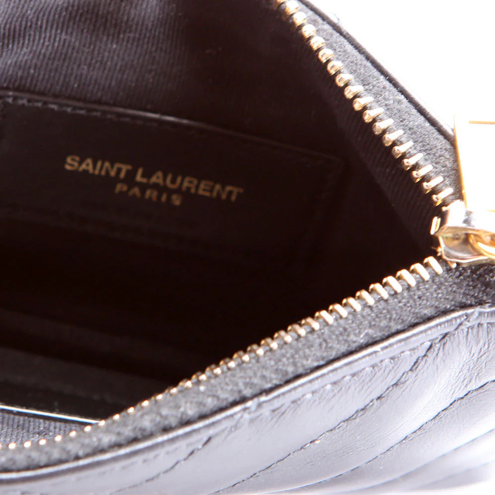 438386 Calfskin Matelasse Key Pouch Black - Image 8