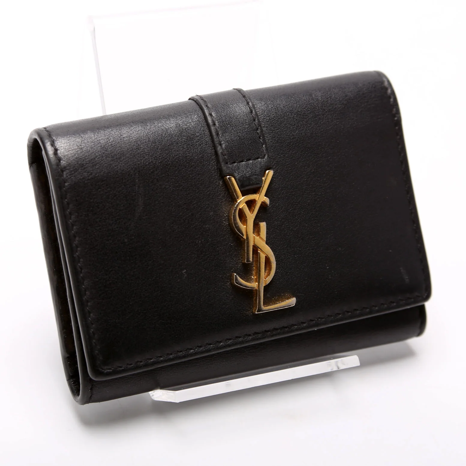 438963 Smooth Leather Monogram Key Case Black - Image 2