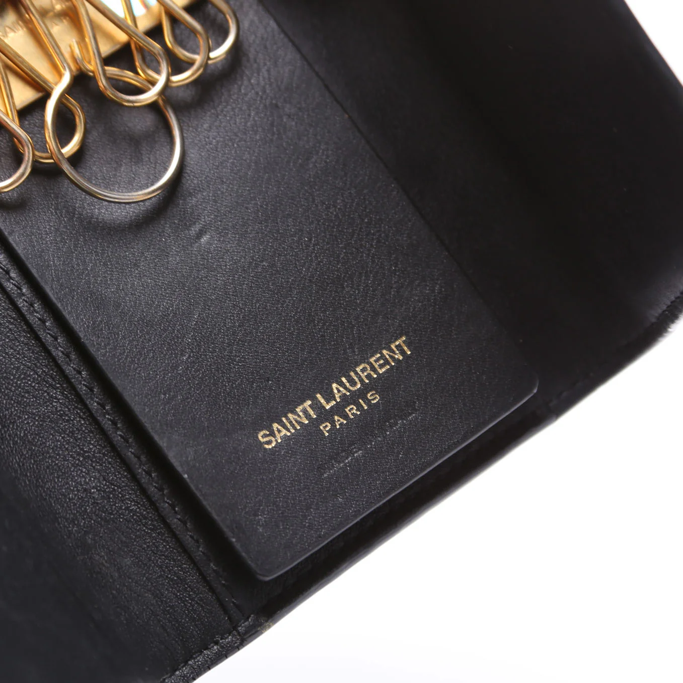 438963 Smooth Leather Monogram Key Case Black - Image 7