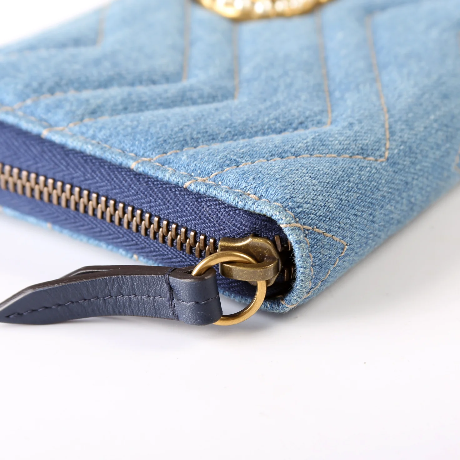 443123 GG Marmont Pearly Denim Zip Around Wallet Blue - Image 6