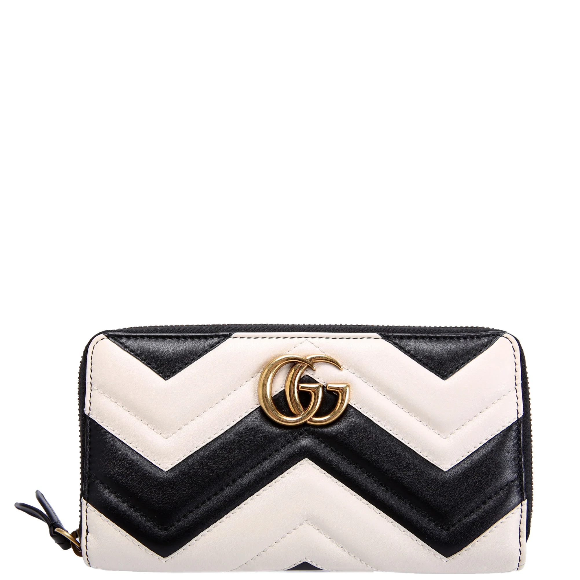 443123 GG Marmont Zip Around Wallet Black/Ivory