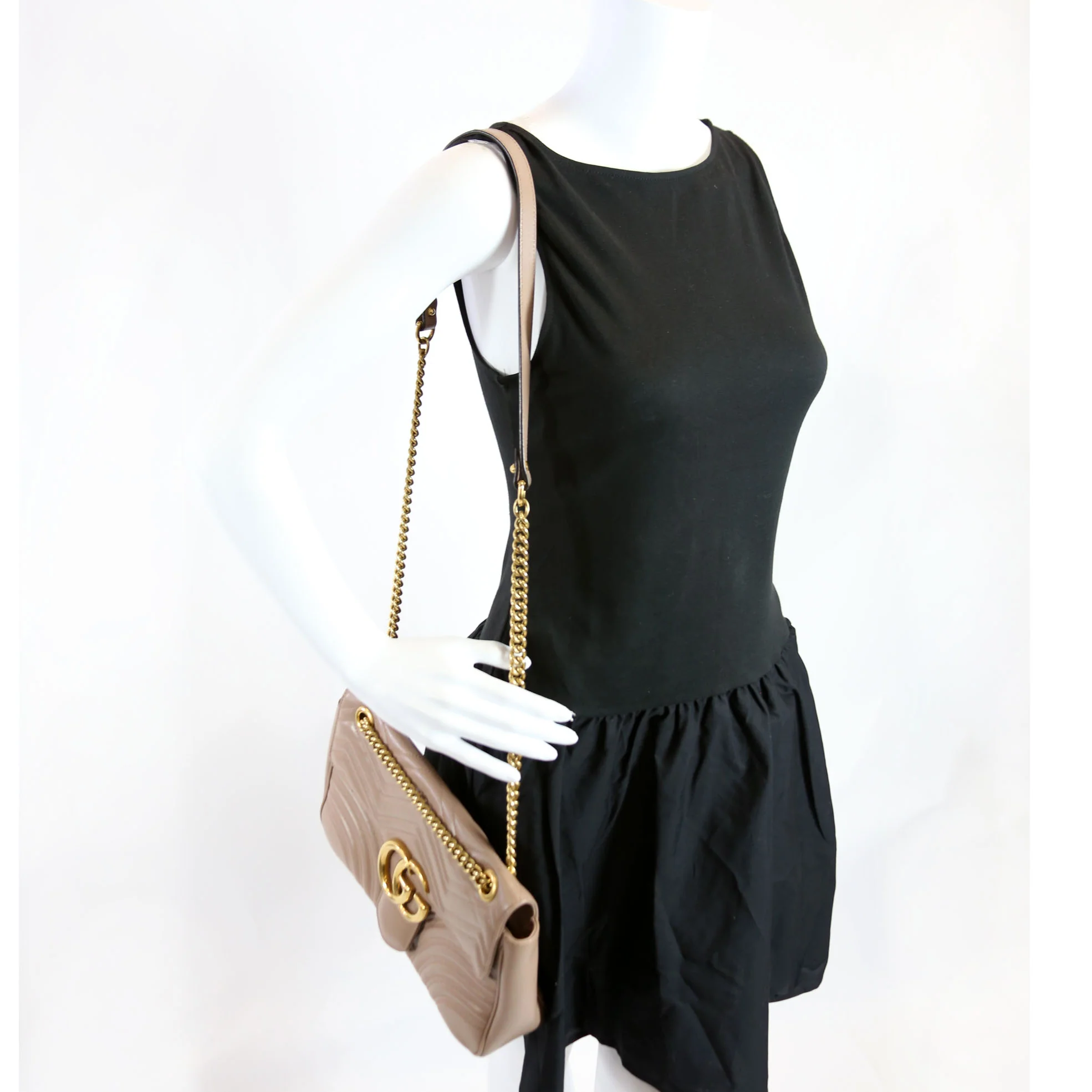 443496 Marmont Leather Shoulder Medium Nude - Image 11