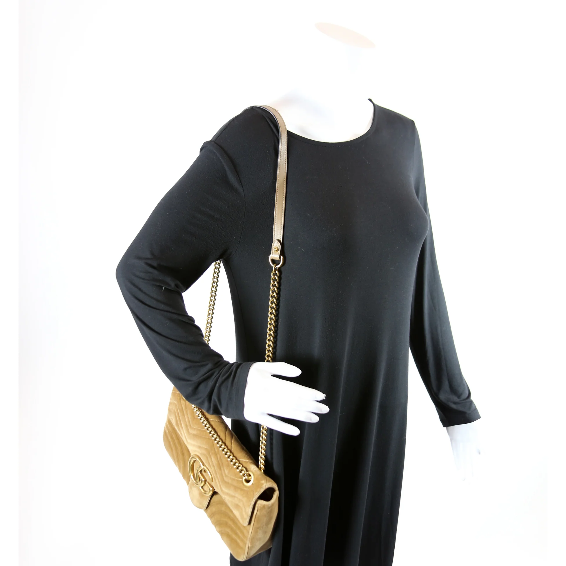 443496 Marmont Velvet Shoulder Medium Gold - Image 10
