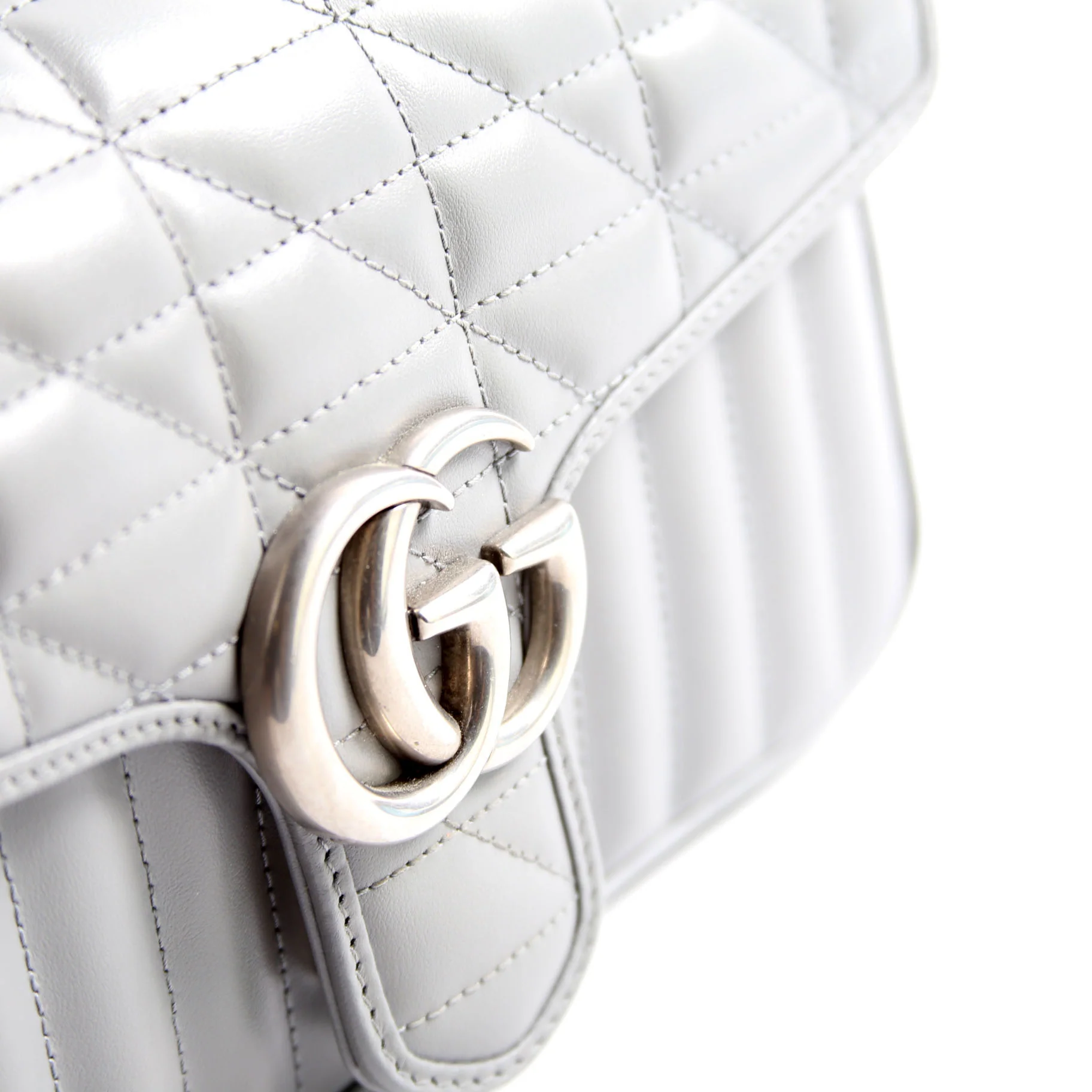 443497 Marmont Aria Leather Shoulder Small Flap Gray - Image 6
