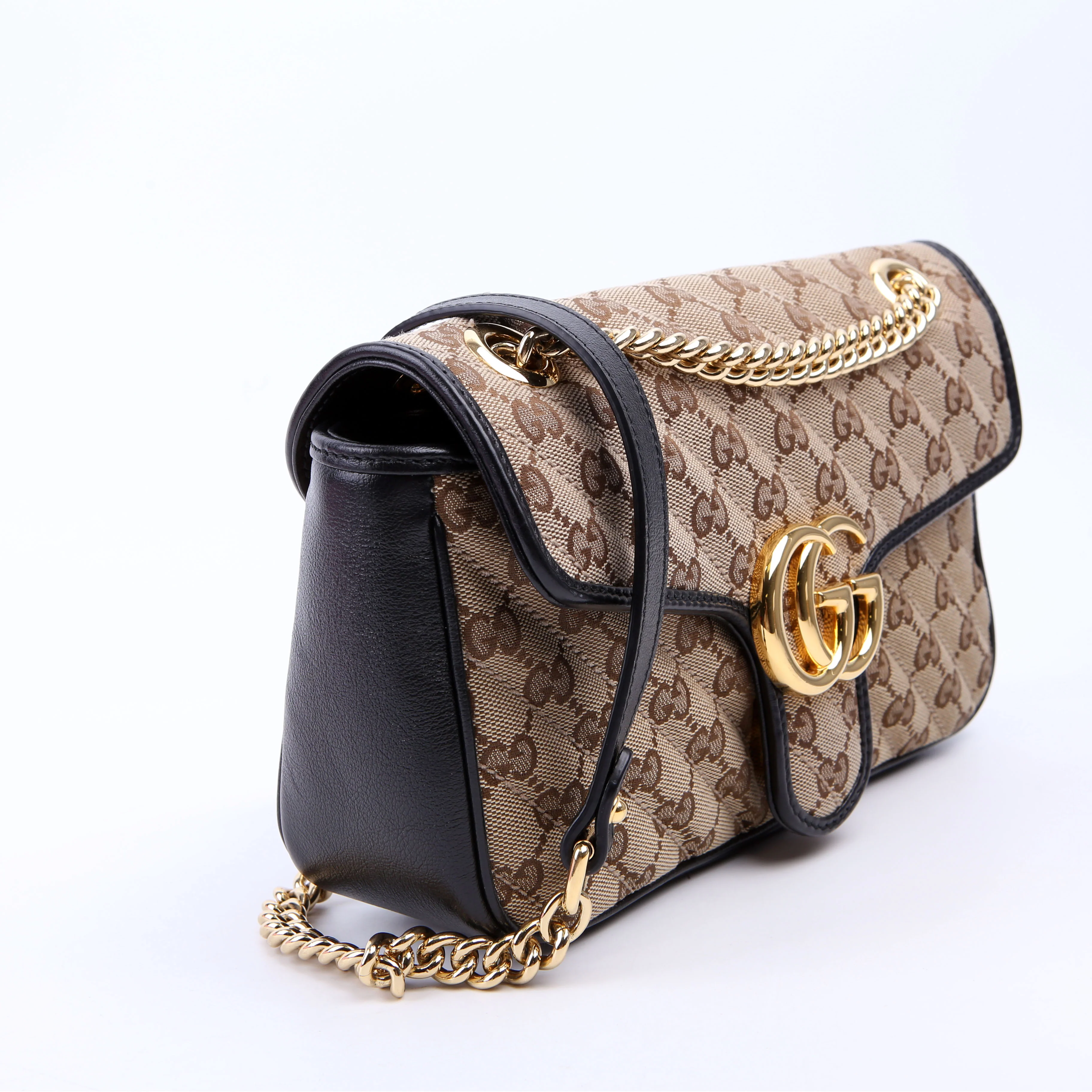 443497 Marmont GG Canvas Shoulder Small Flap Black - Image 2