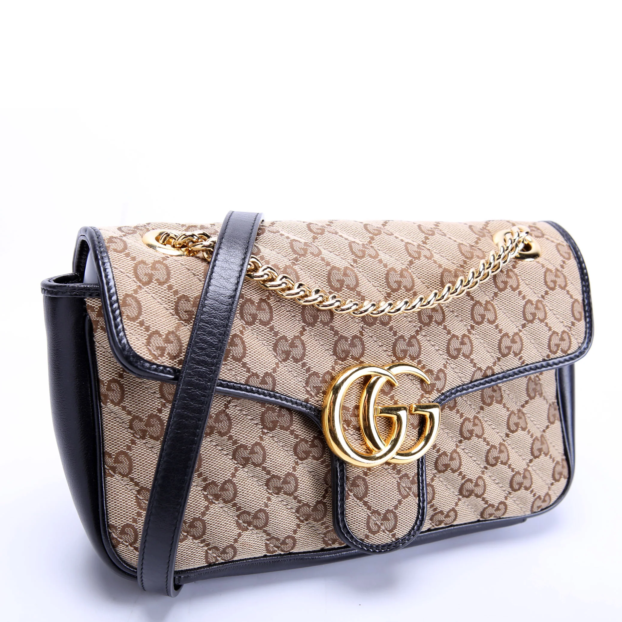 443497 Marmont GG Canvas Shoulder Small Flap Tan/Black - Image 2