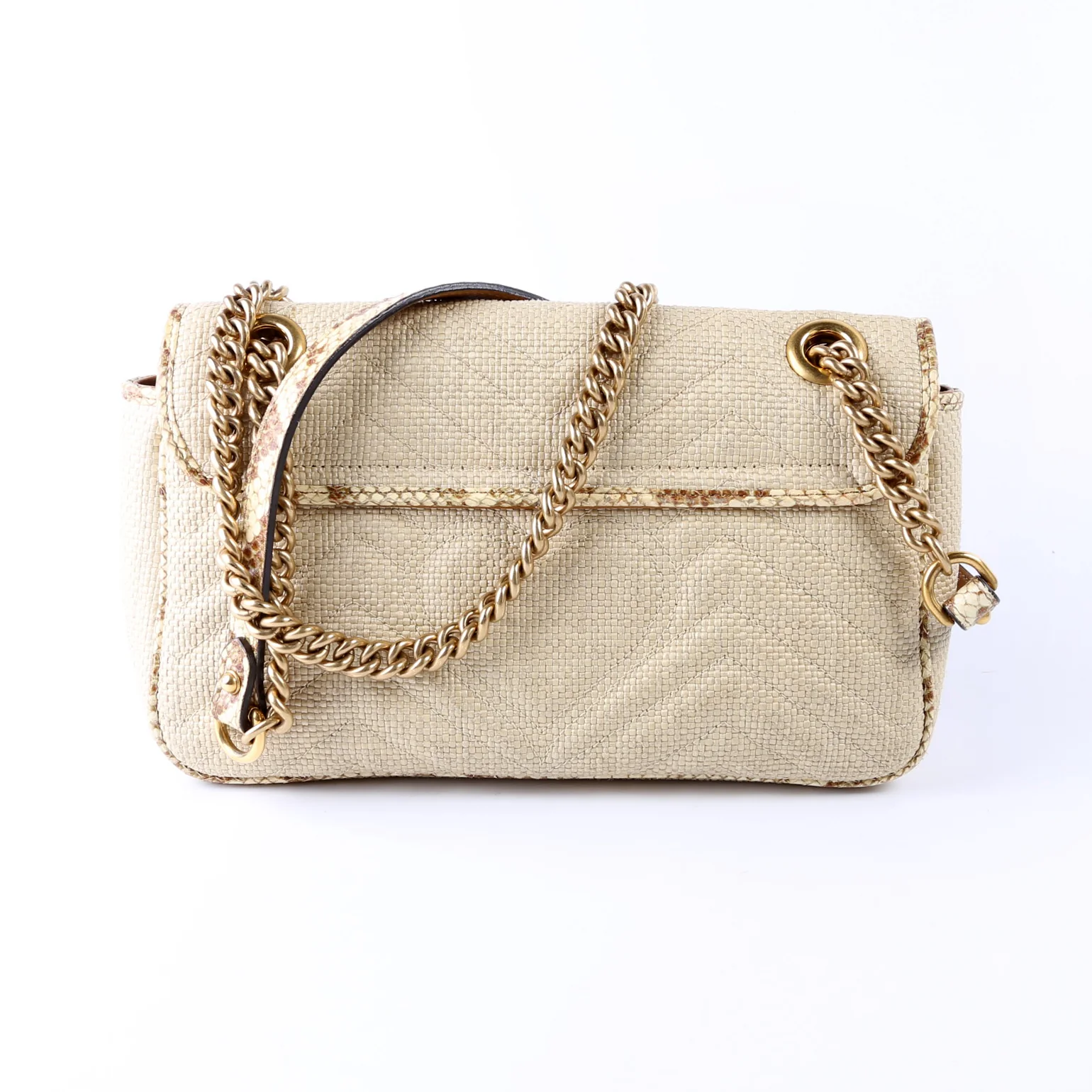 443497 Marmont GG Raffia Snakeskin Shoulder Small Flap - Image 2