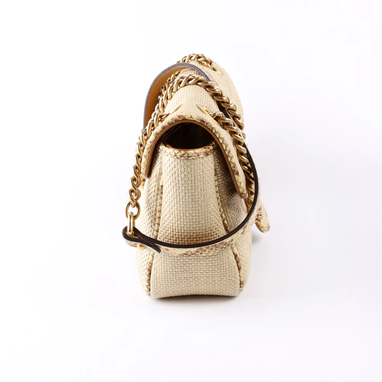 443497 Marmont GG Raffia Snakeskin Shoulder Small Flap - Image 3