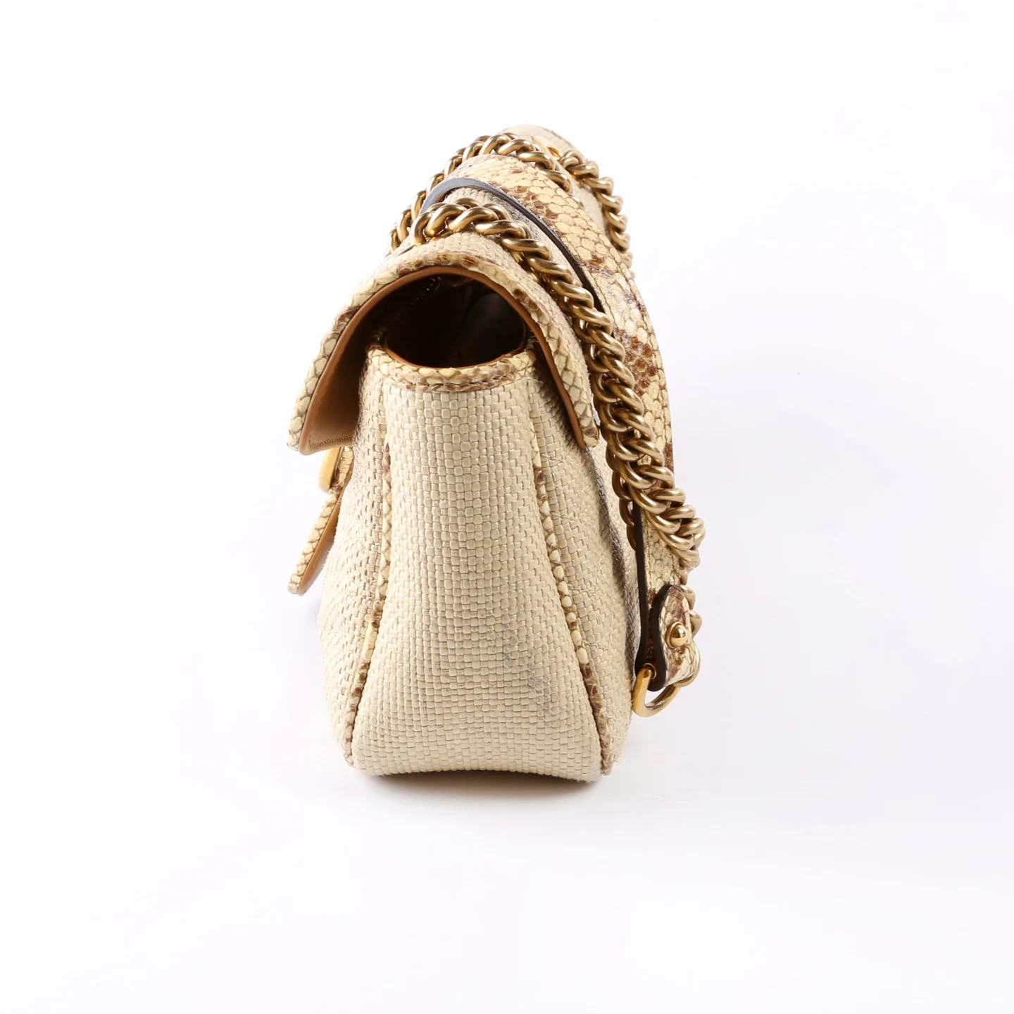 443497 Marmont GG Raffia Snakeskin Shoulder Small Flap - Image 4