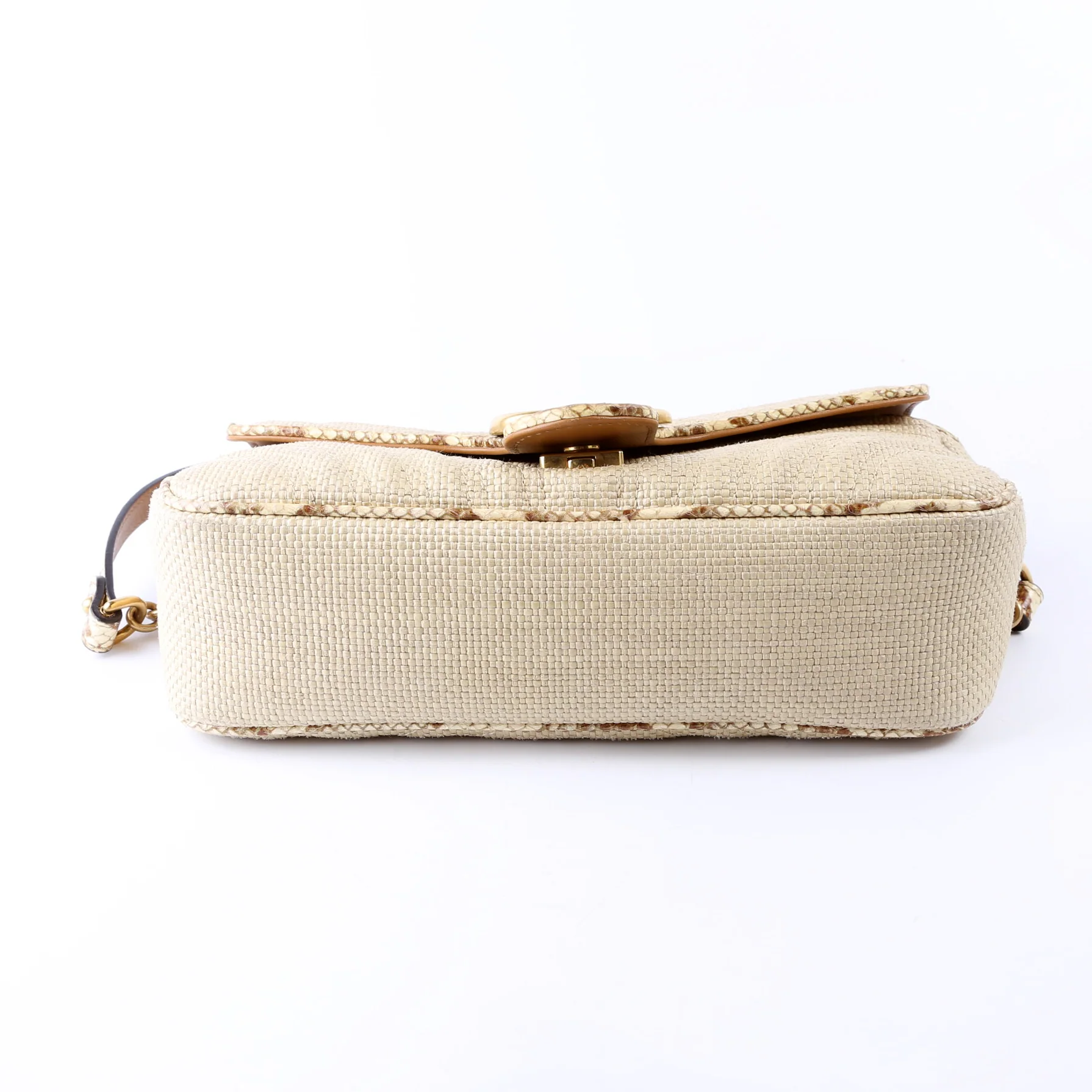 443497 Marmont GG Raffia Snakeskin Shoulder Small Flap - Image 5