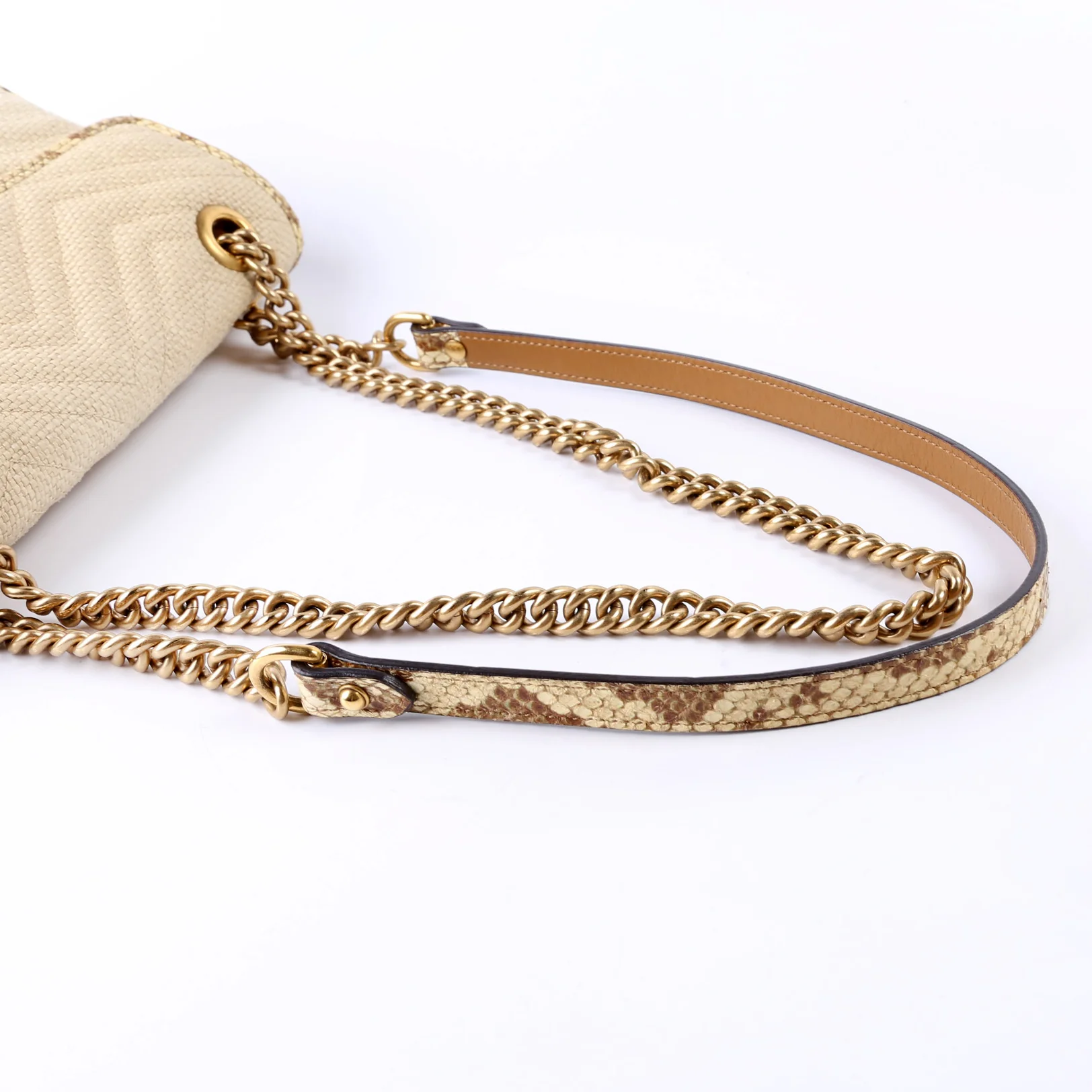 443497 Marmont GG Raffia Snakeskin Shoulder Small Flap - Image 9