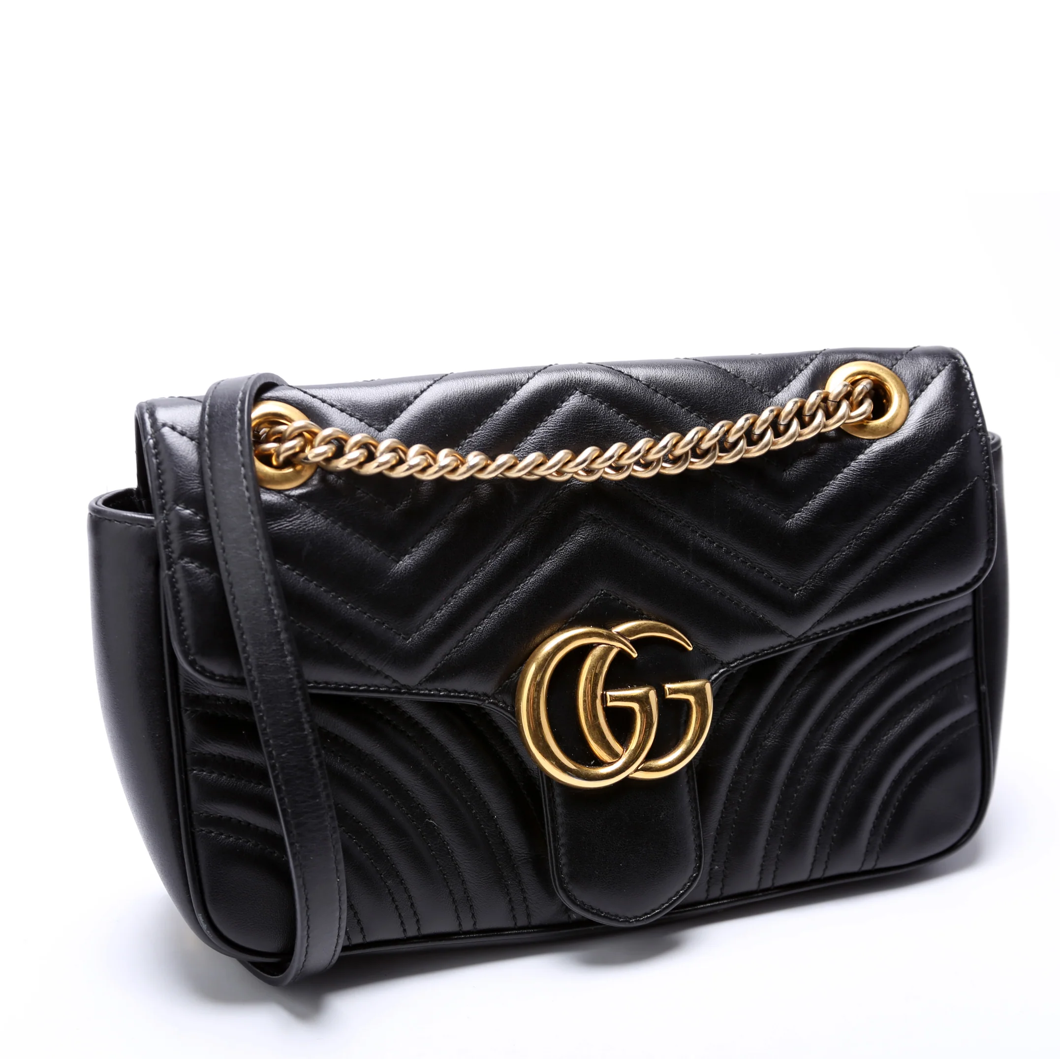 443497 Marmont Leather Shoulder Small Flap Black - Image 2