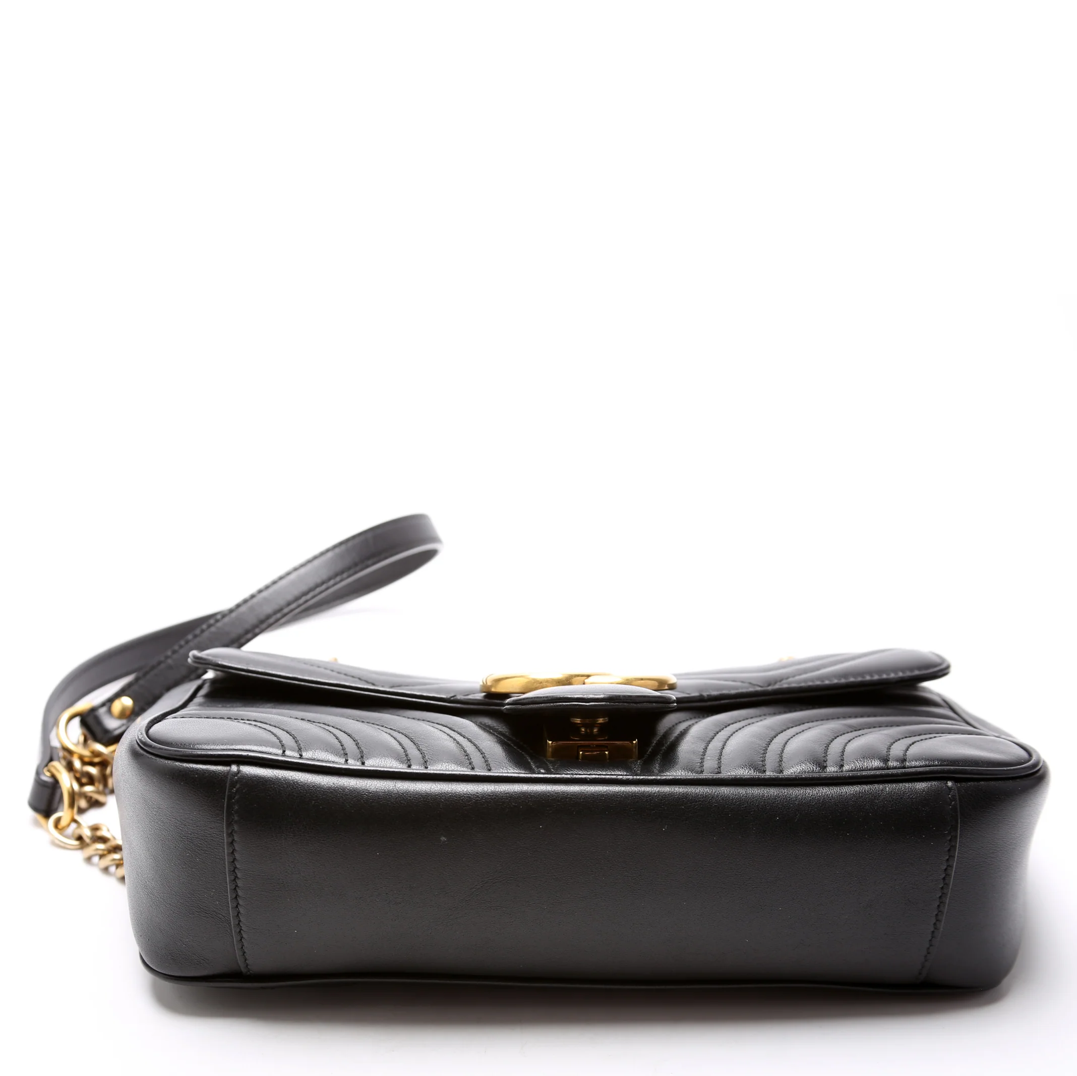 443497 Marmont Leather Shoulder Small Flap Black - Image 4