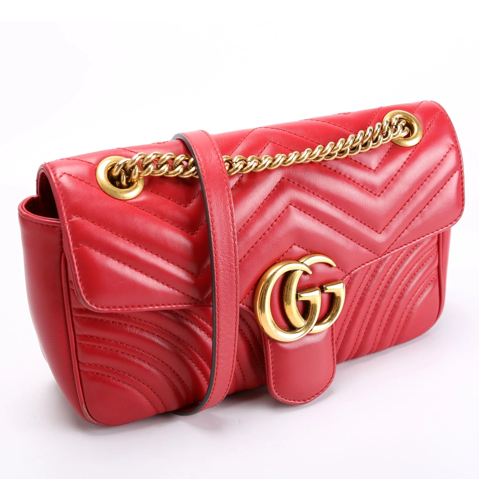 443497 Marmont Leather Shoulder Small Flap Red - Image 2