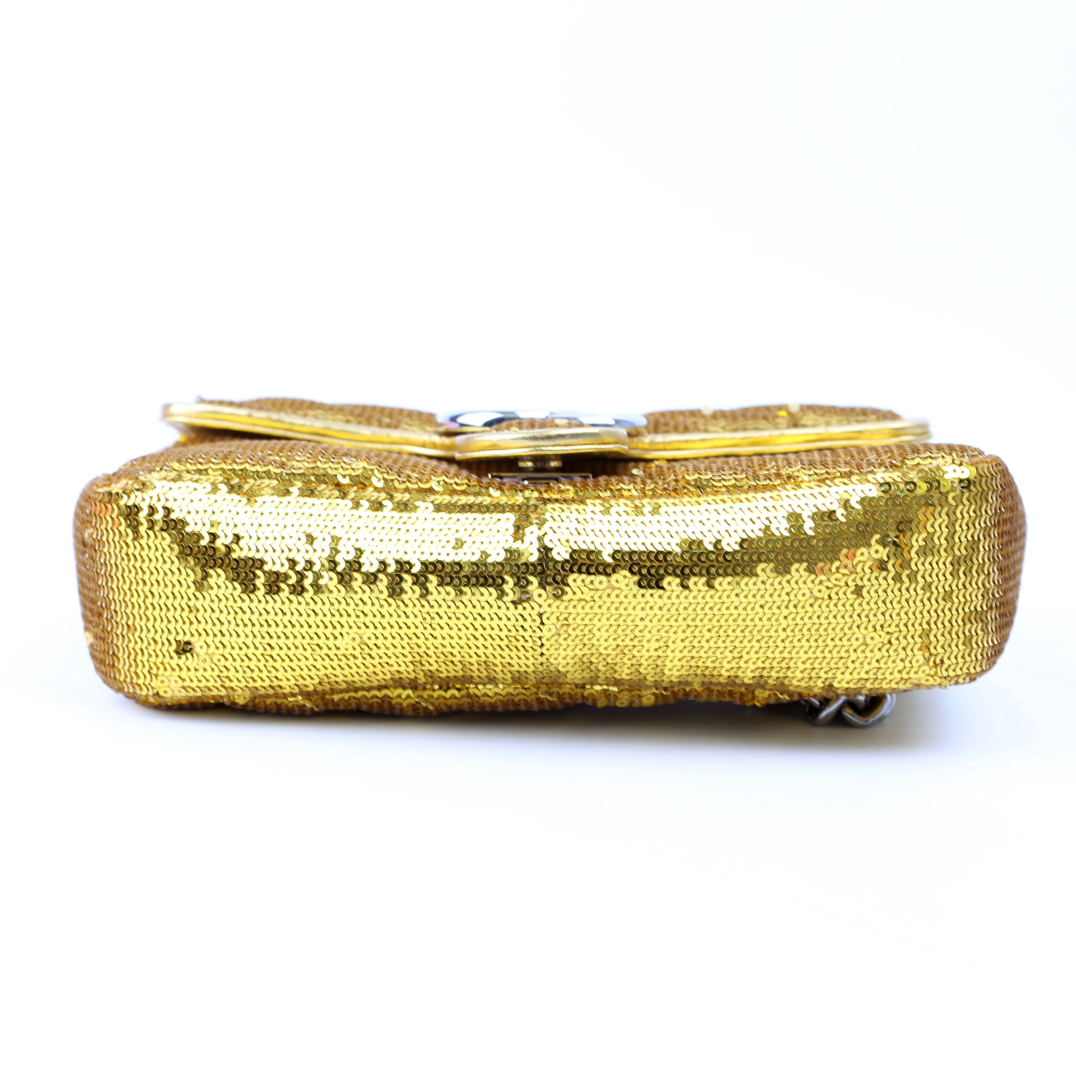 443497 Marmont Shoulder Small Flap Sequin Gold - Image 5