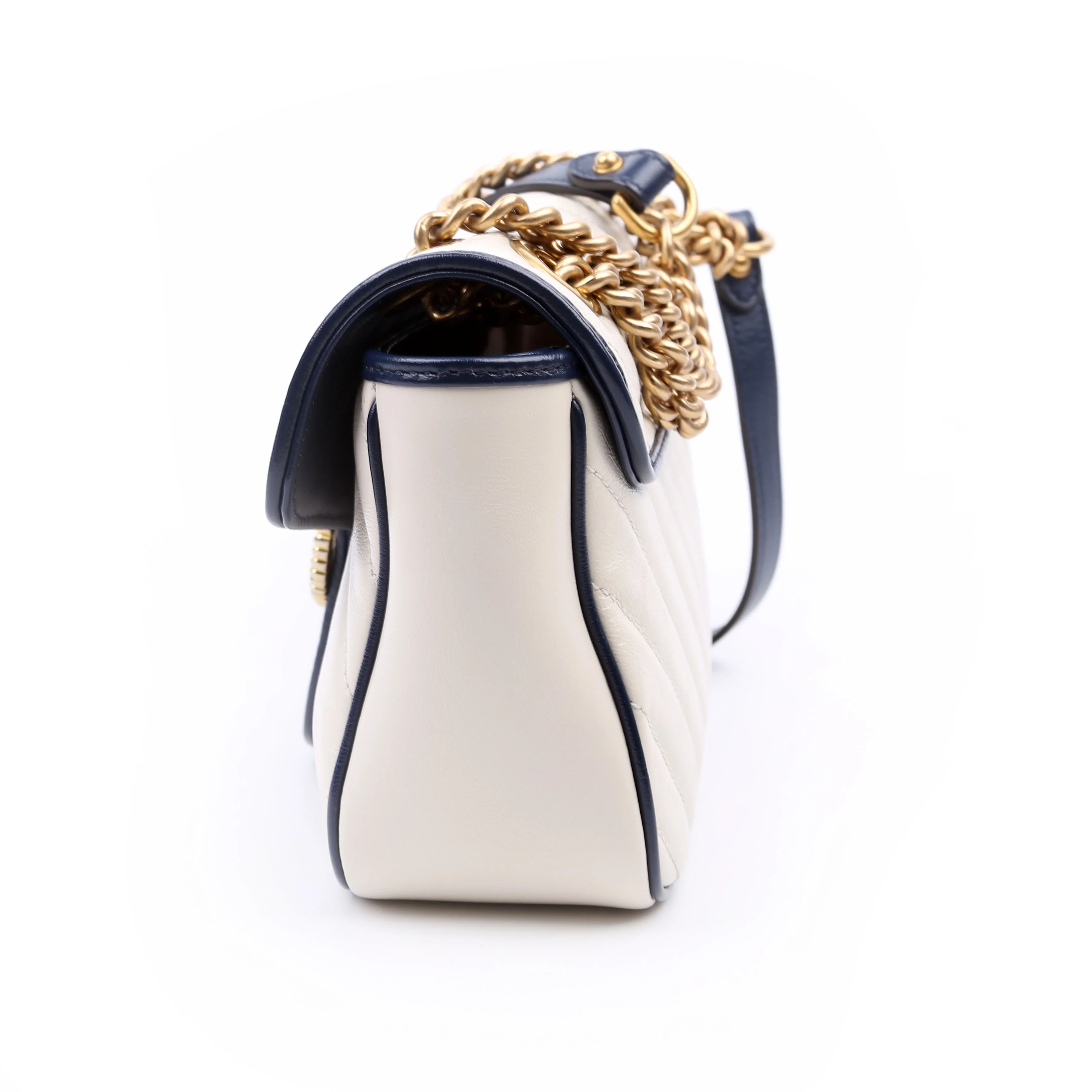443497 Marmont Torchon Shoulder Small Flap Ivory/Navy - Image 4
