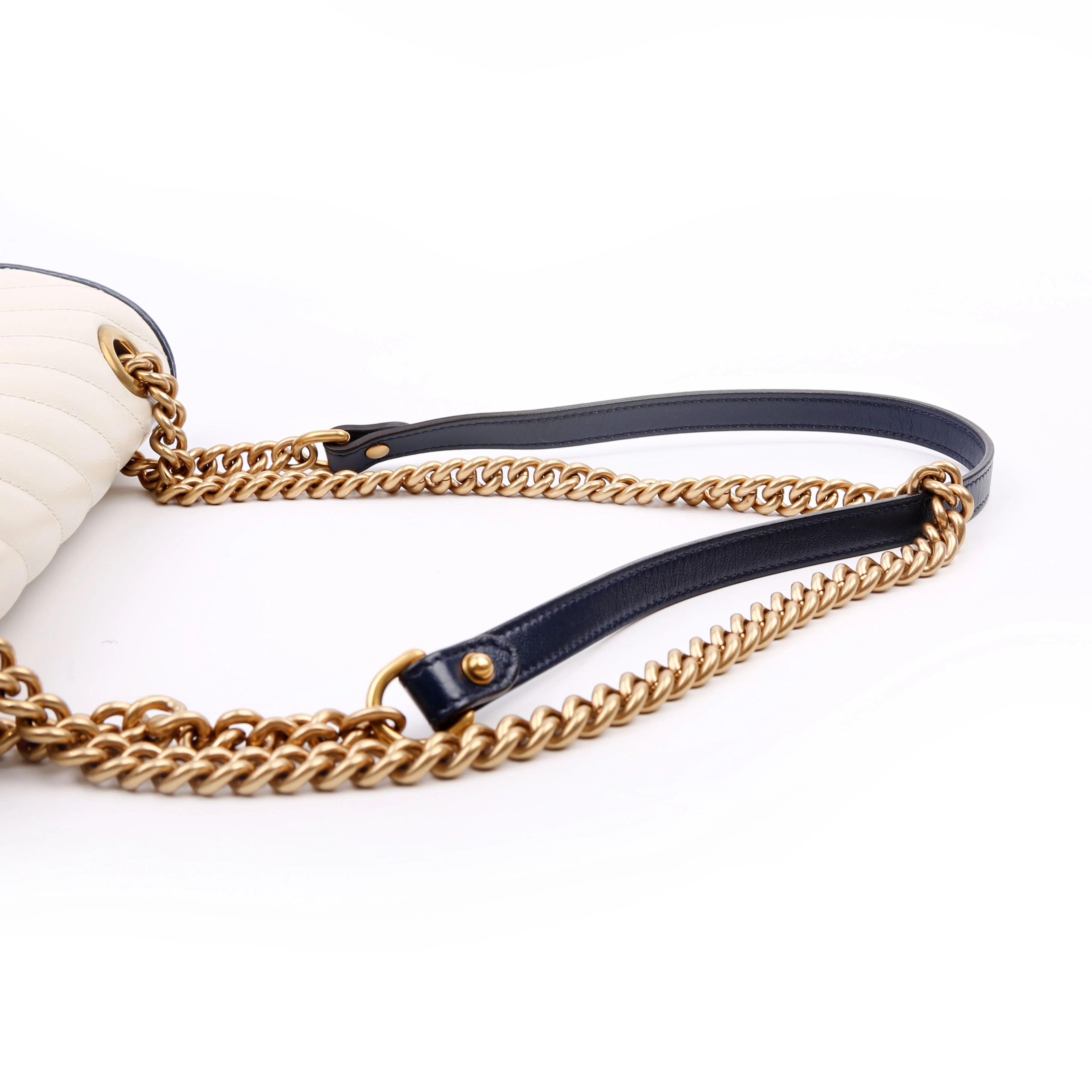 443497 Marmont Torchon Shoulder Small Flap Ivory/Navy - Image 9