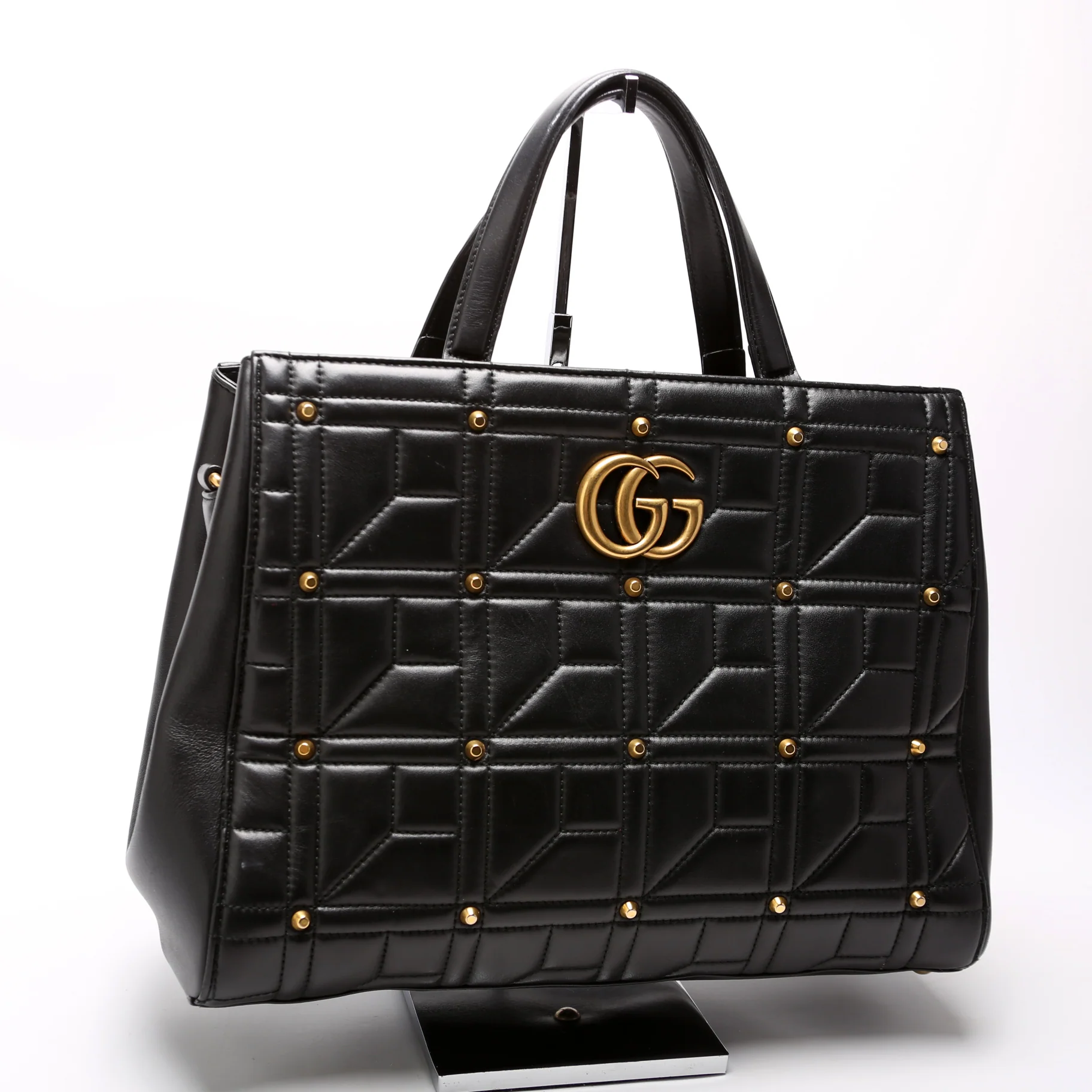 443505 Marmont Studded Top Handle Black - Image 2