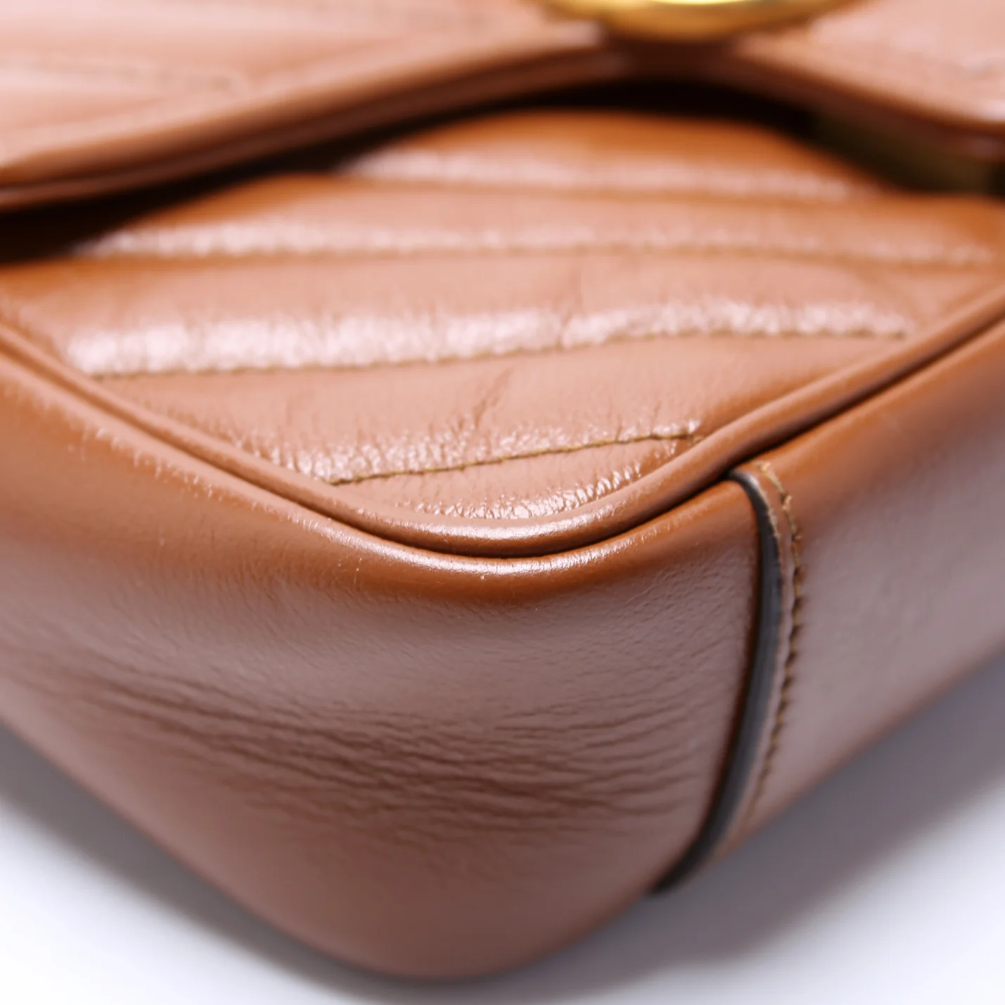 446744 Marmont Diag Leather Shoulder Mini Flap Brown - Image 5