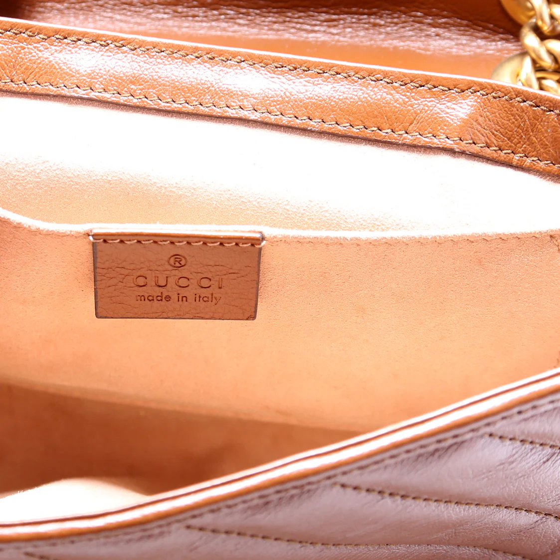 446744 Marmont Diag Leather Shoulder Mini Flap Brown - Image 7