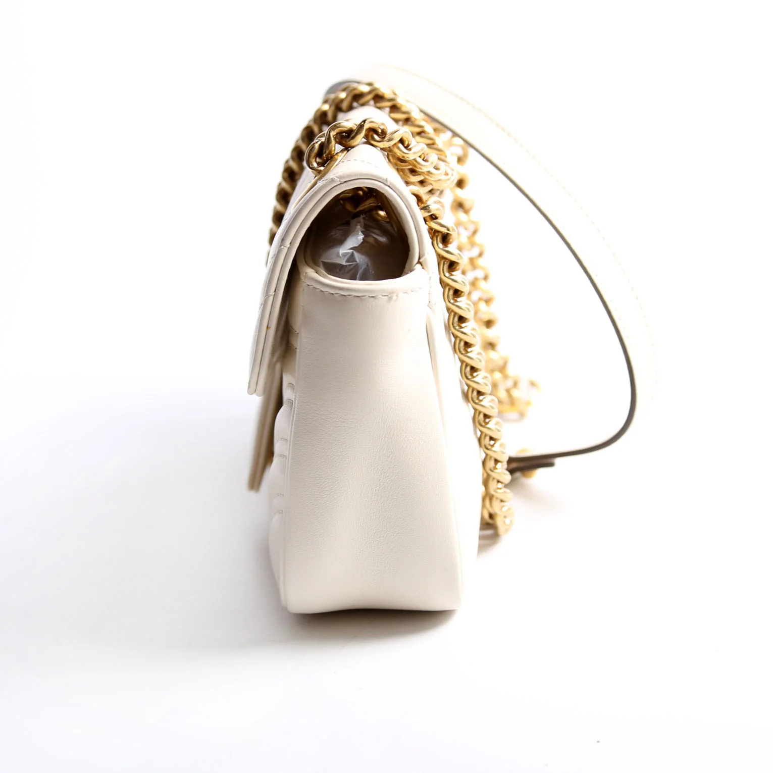 446744 Marmont Leather Shooulder Mini Flap White/Gold - Image 4